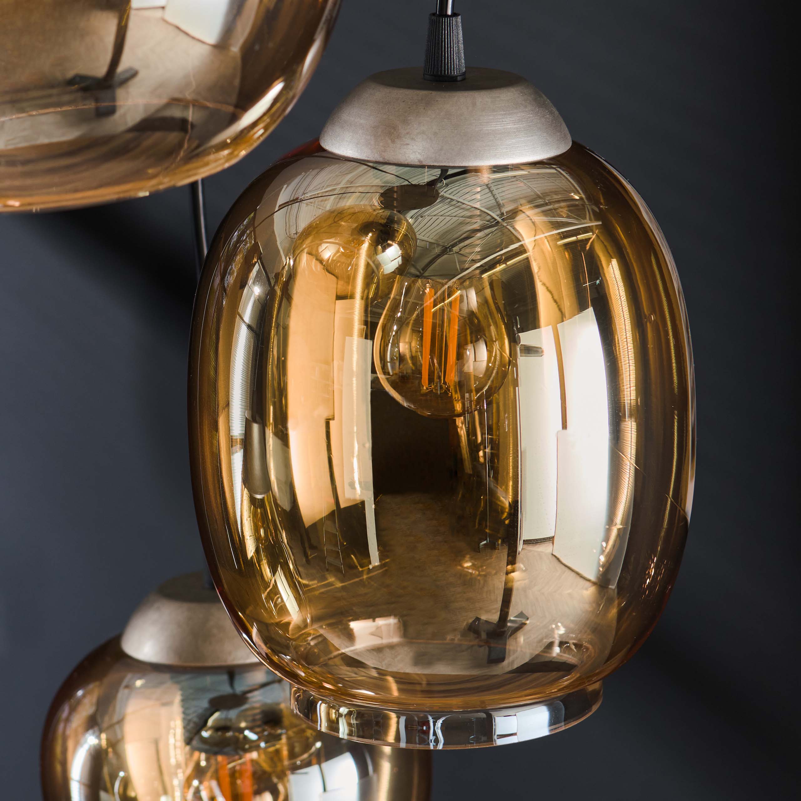 Hänglampa 5L stegmix / Bärnstensfärgat glas