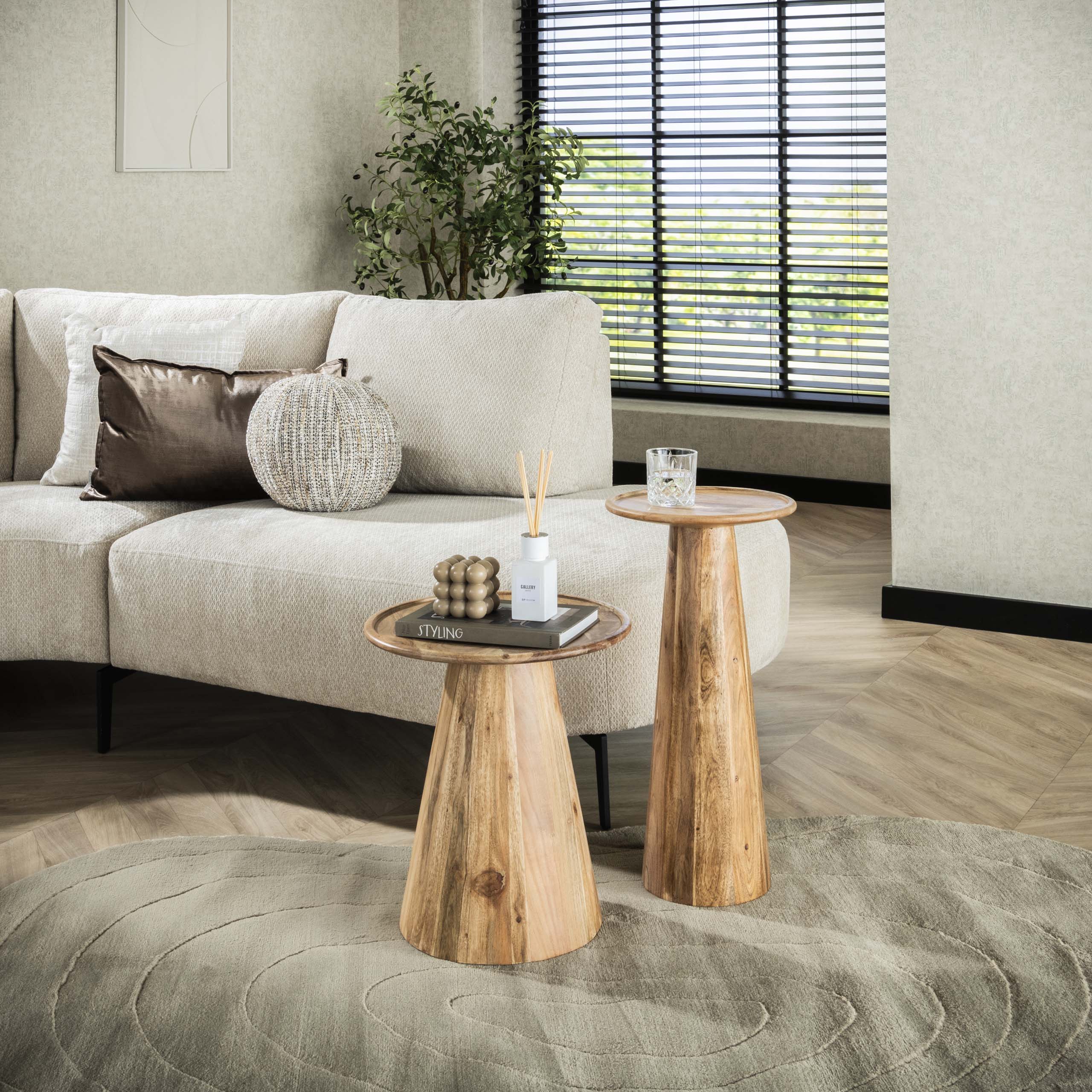 Sidobord Cone - set om 2 - Solid akacia