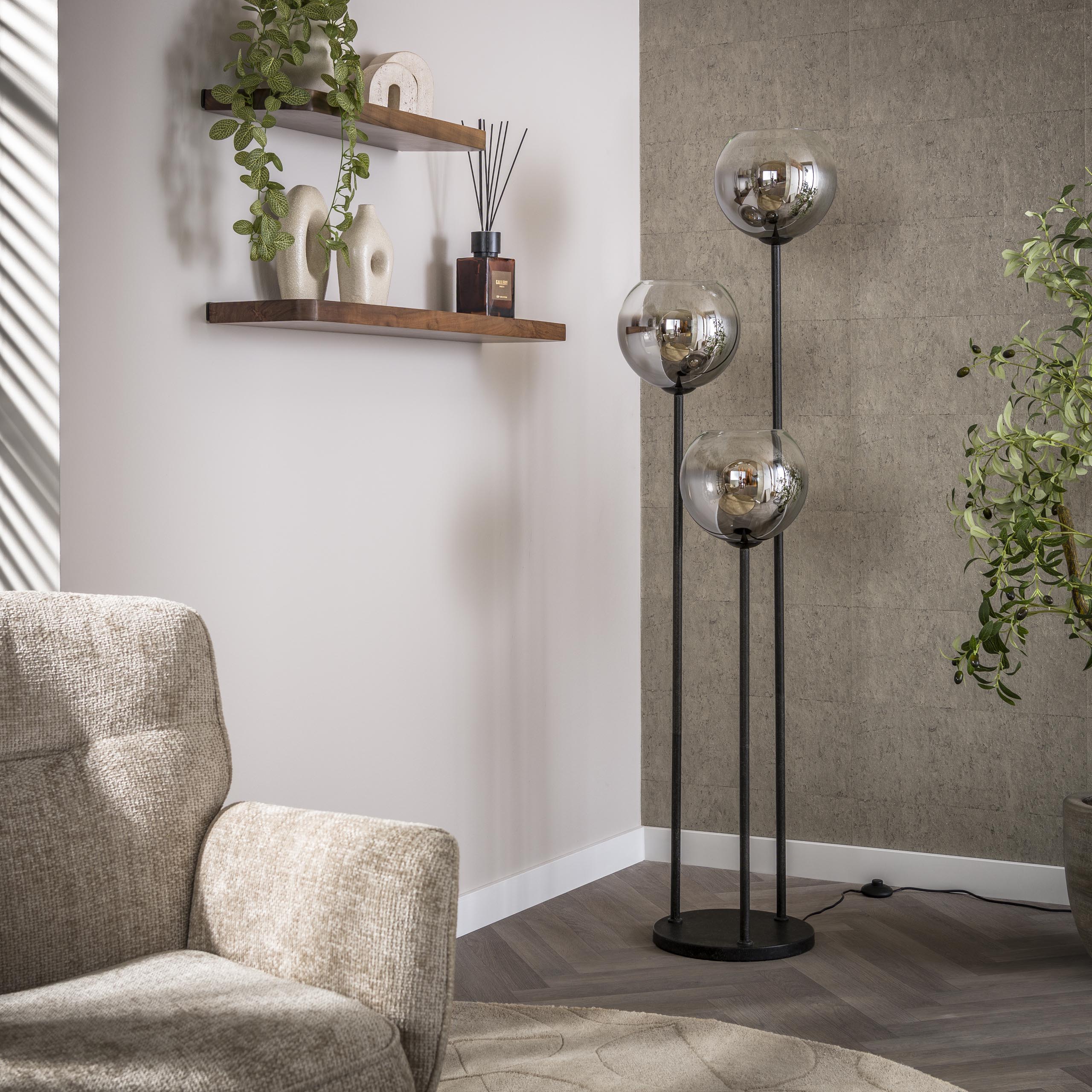 Golvlampa Bubble Shaded 3-light - Artic svart