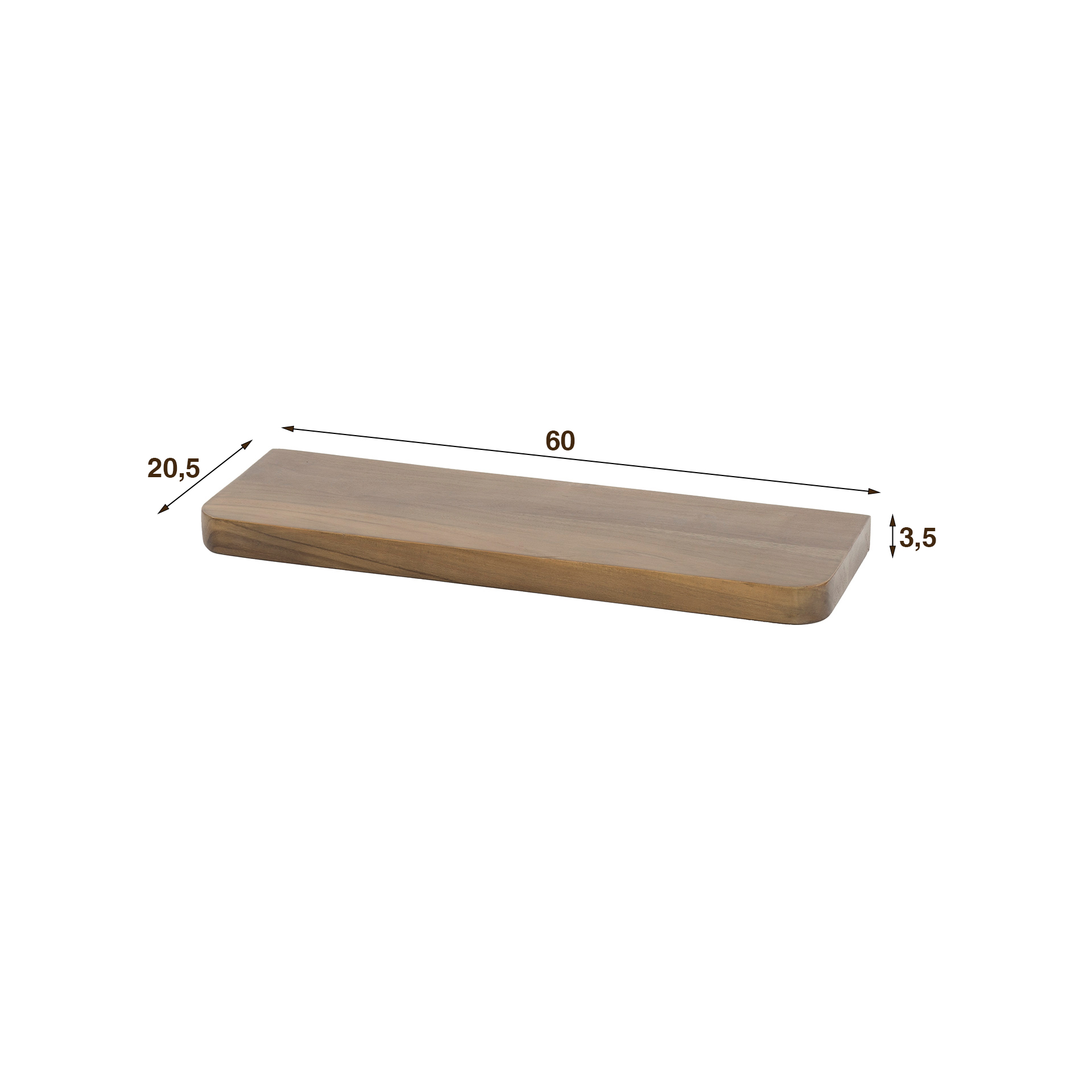 Vägghylla Carve 60 cm - Solid akaciabrun