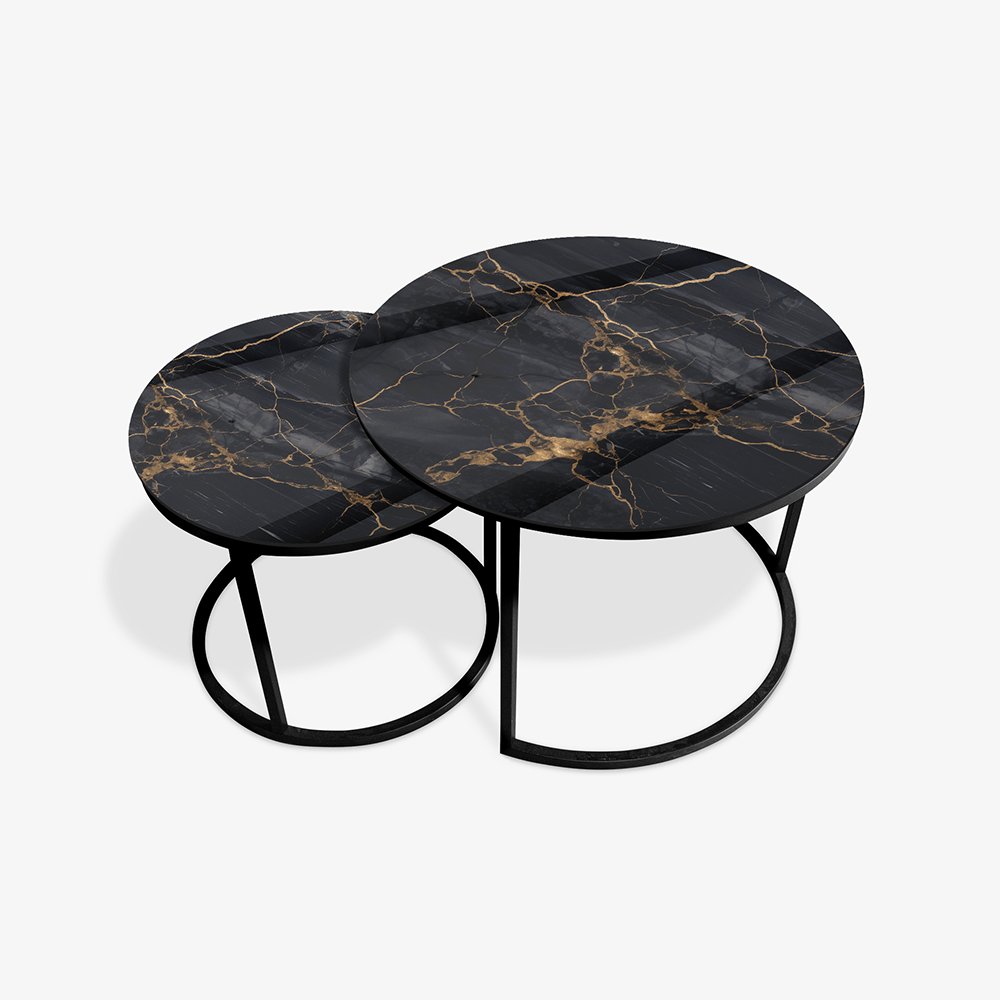 Soffbord Svart - Svart & Guld Marmor