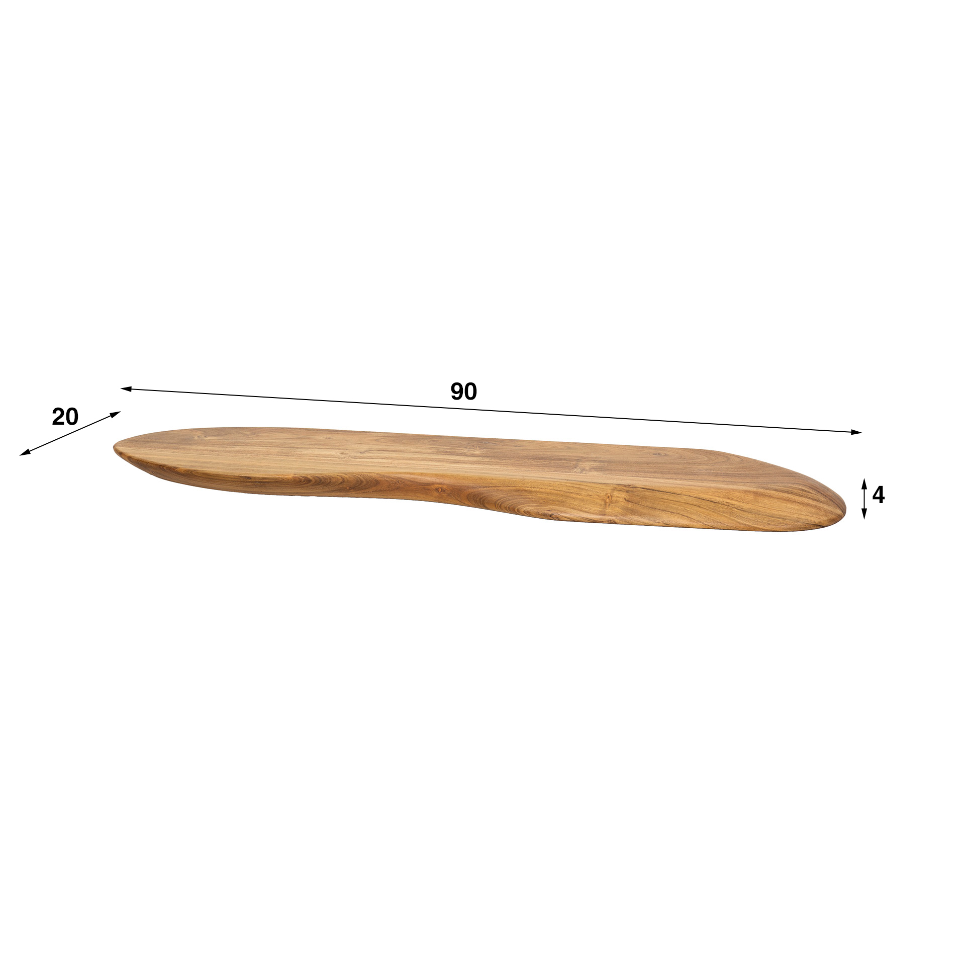 Vägghylla Ekologisk 90 cm - Solid akacia natur