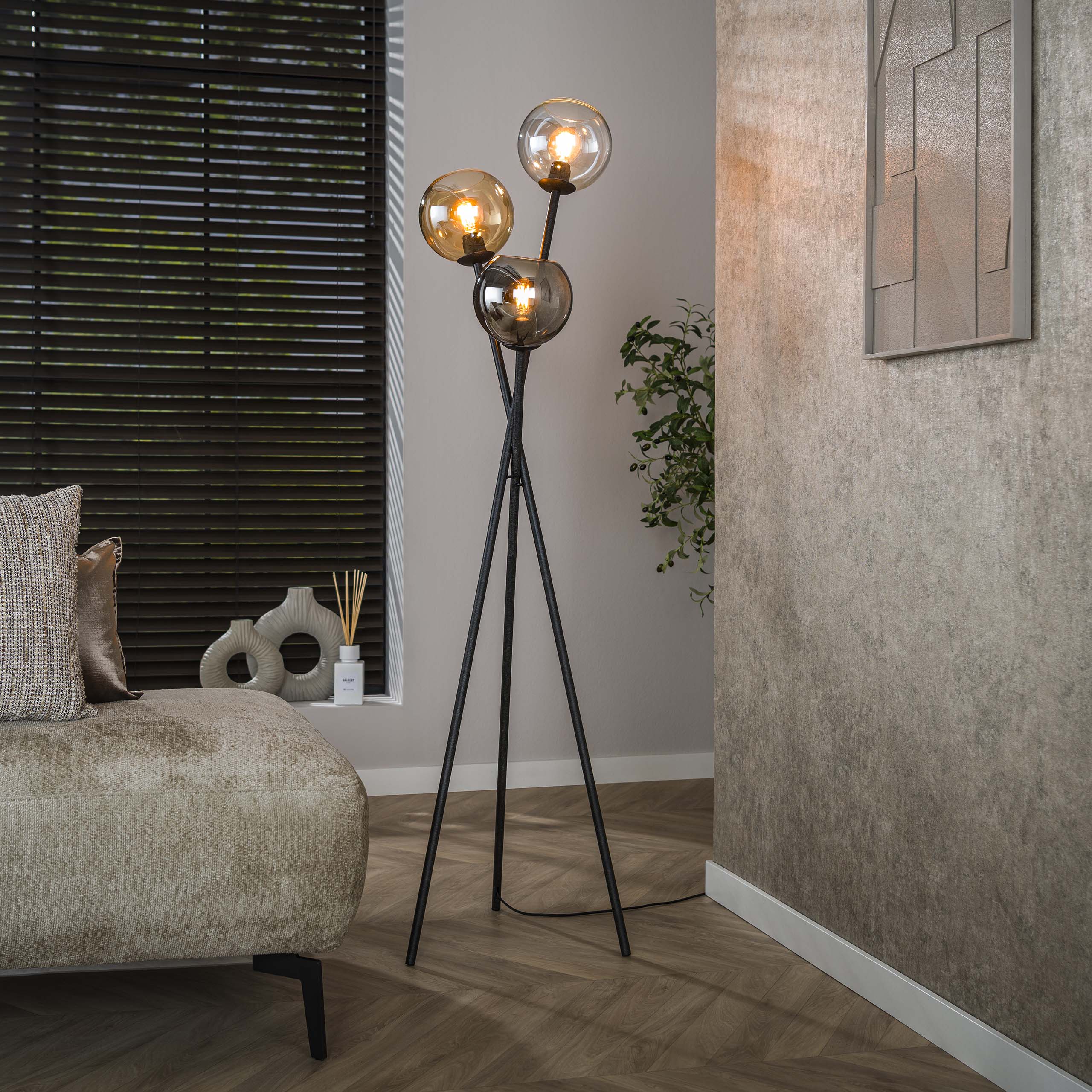 Golvlampa Multi Globe 3-ljus Artic svart