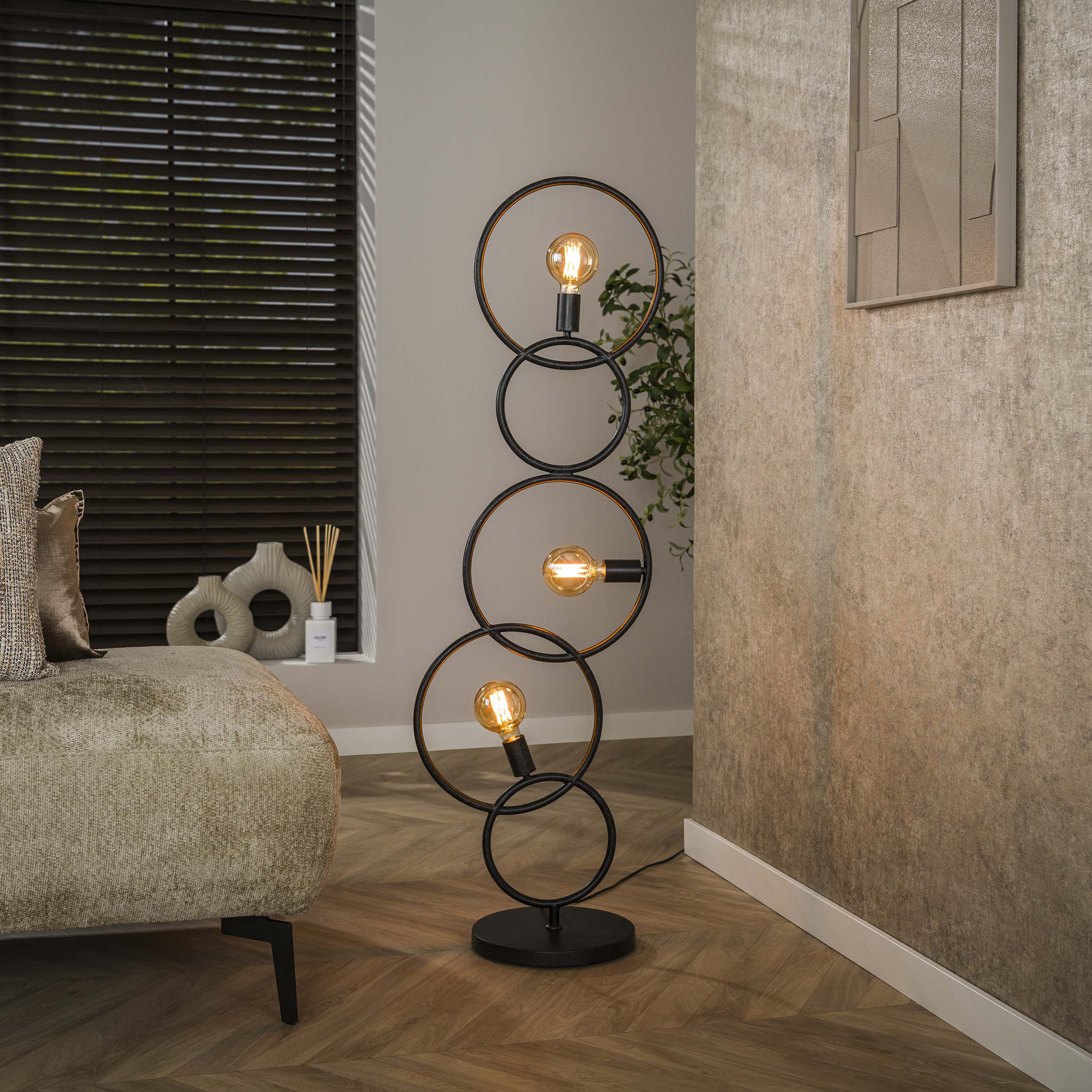 Golvlampa Loop 3-light Artic svart