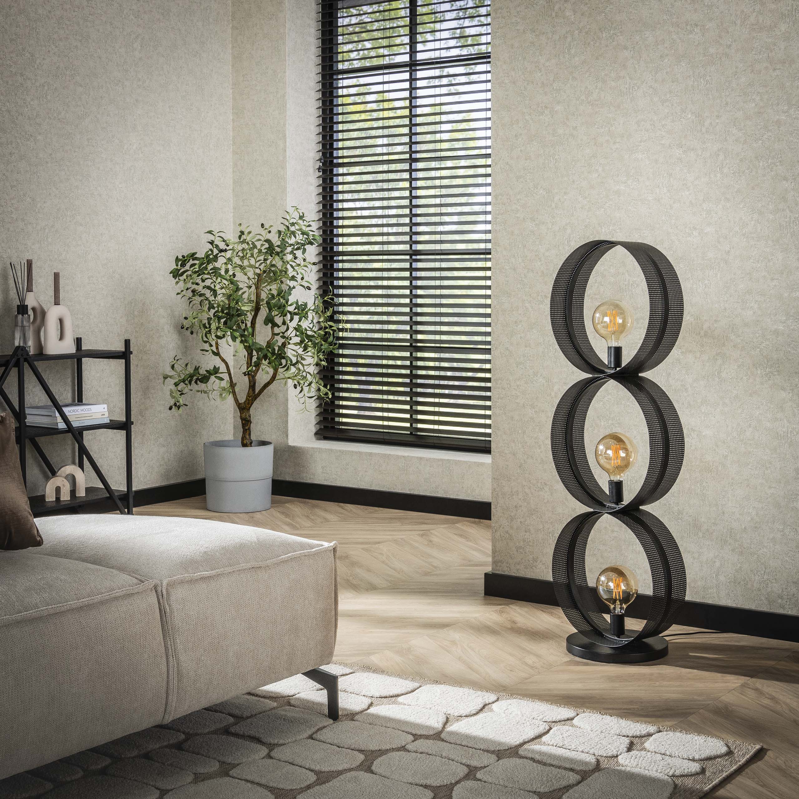 Golvlampa Ring Mesh 3-ljus - Charcoal