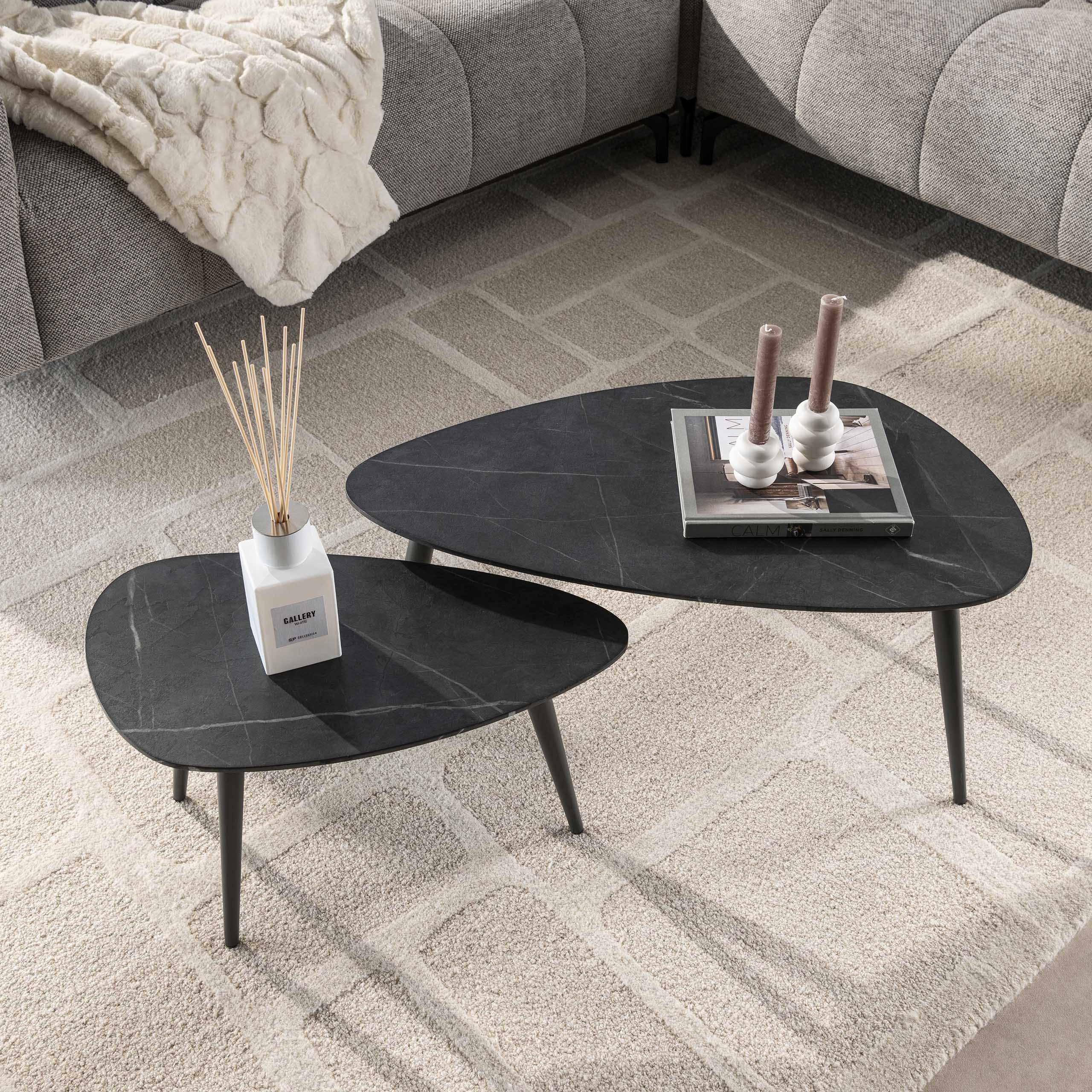 Soffbordsset/2 päronformade ekologiska / 3D svartbrun