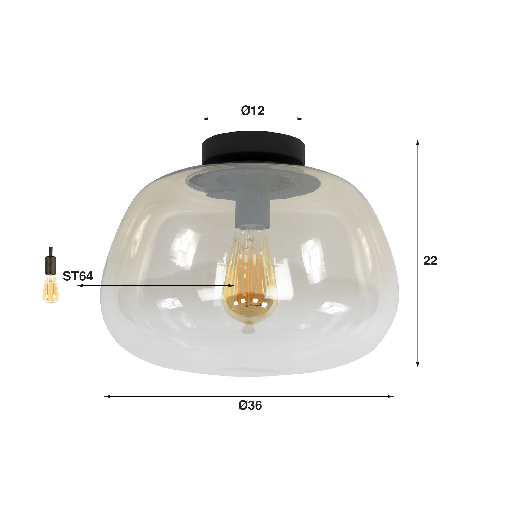 Taklampa Pulse Shaded 1-light - bärnstensfärgad glas