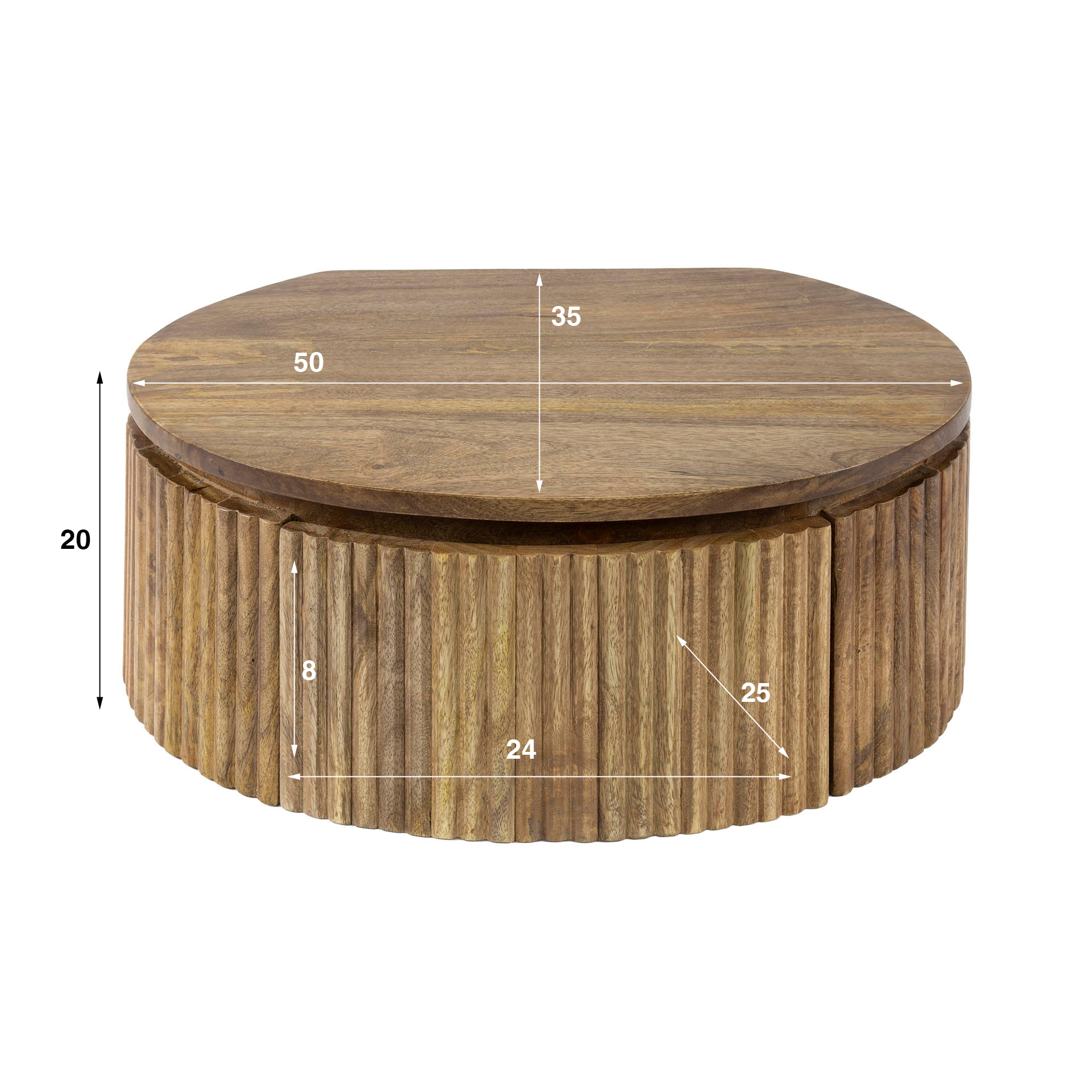 Sängbord Wave round - Solid mangosand