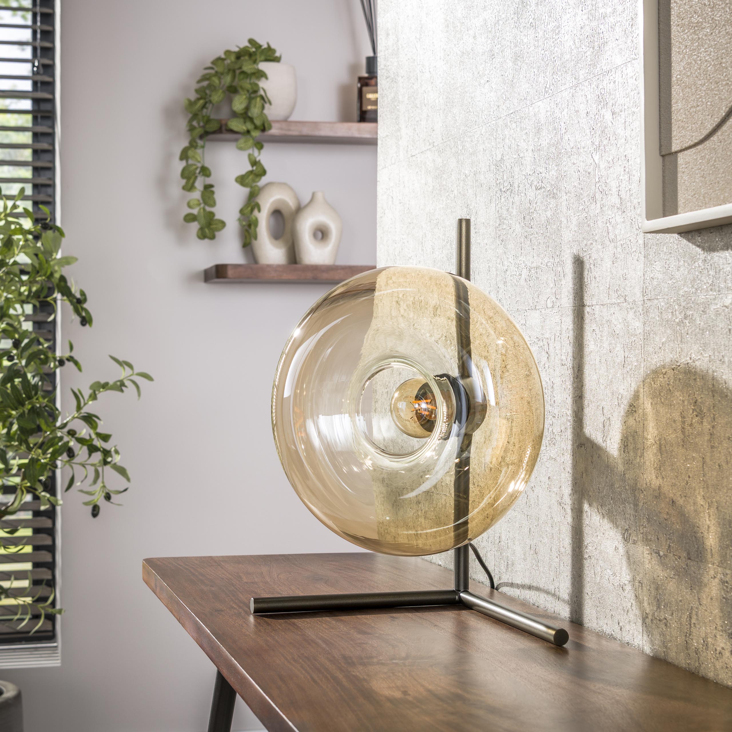 Bordslampa Soll 1-light - Bärnstensfärgad glas