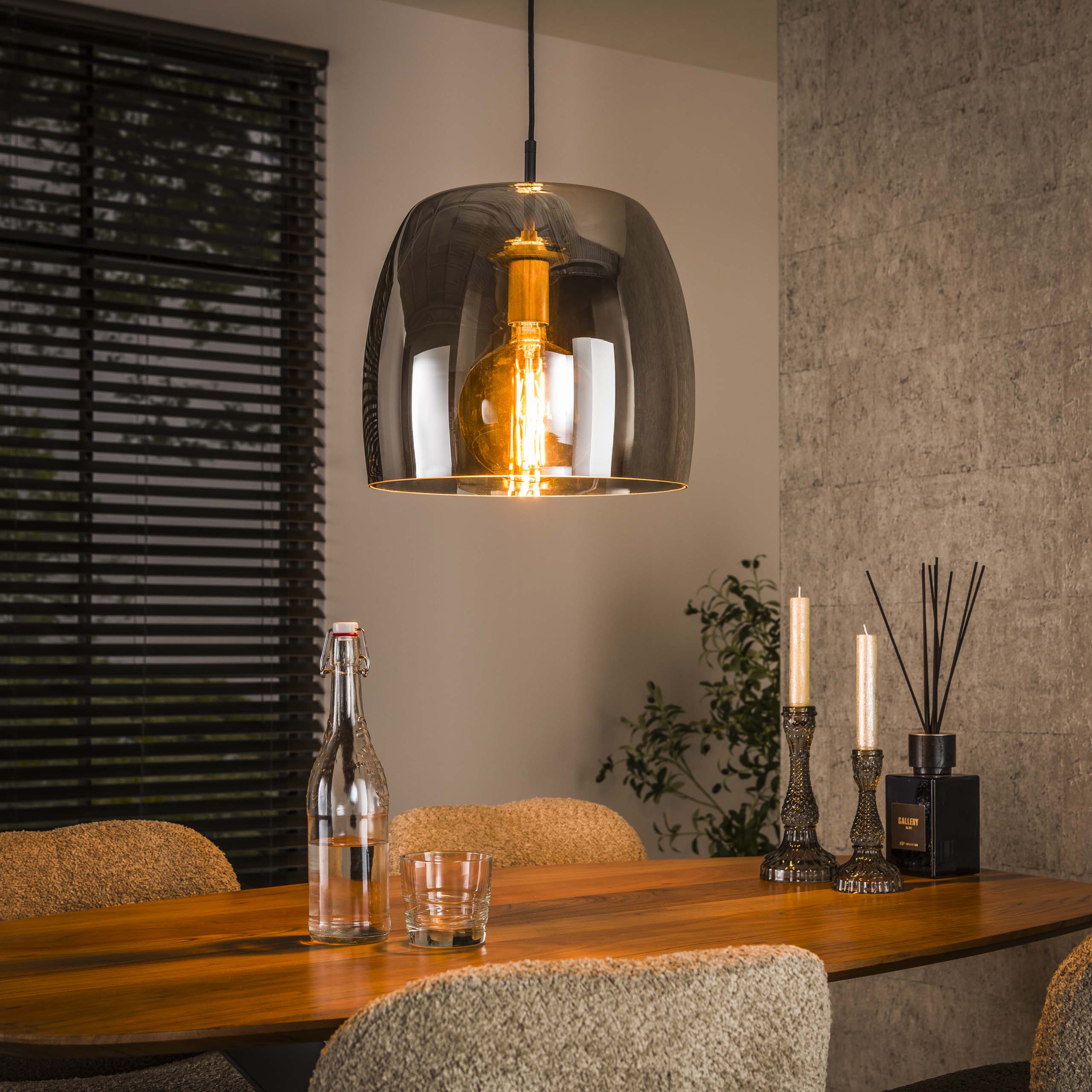 Hänglampa 1L driftglas / Rökgrå glas