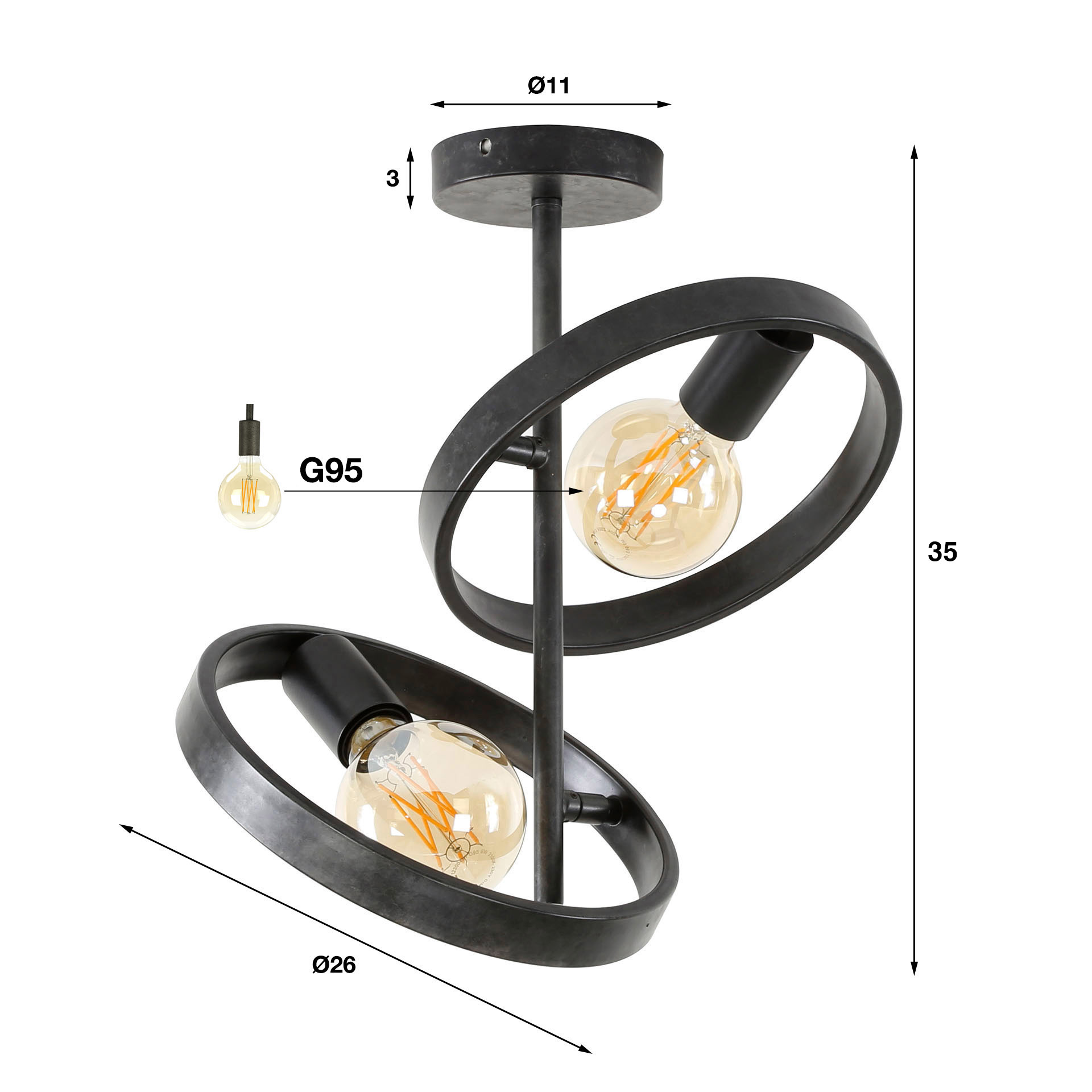 Taklampa 2L hover / Charcoal