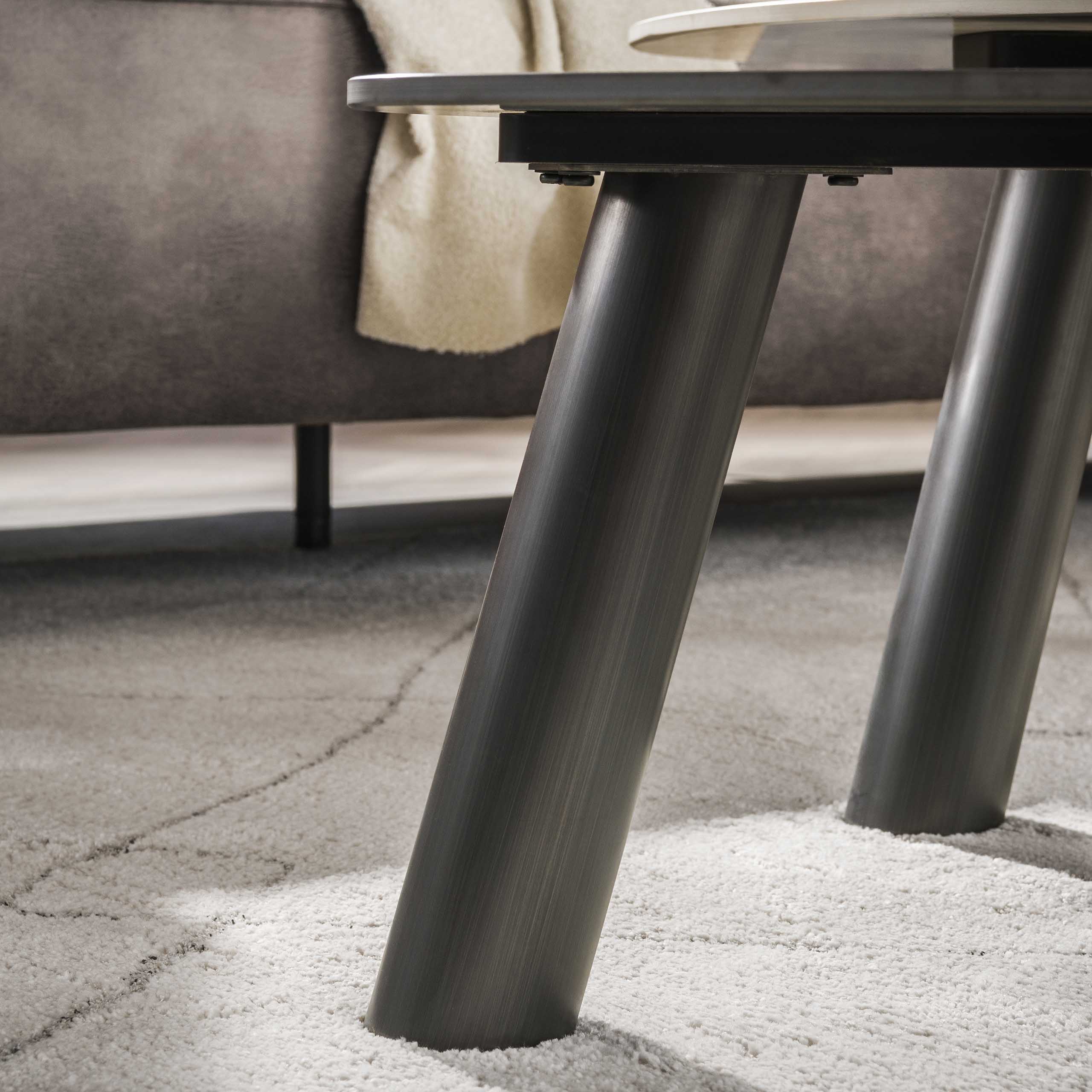 Soffbord Twin Log 3D keramisk travertin - Set om 2