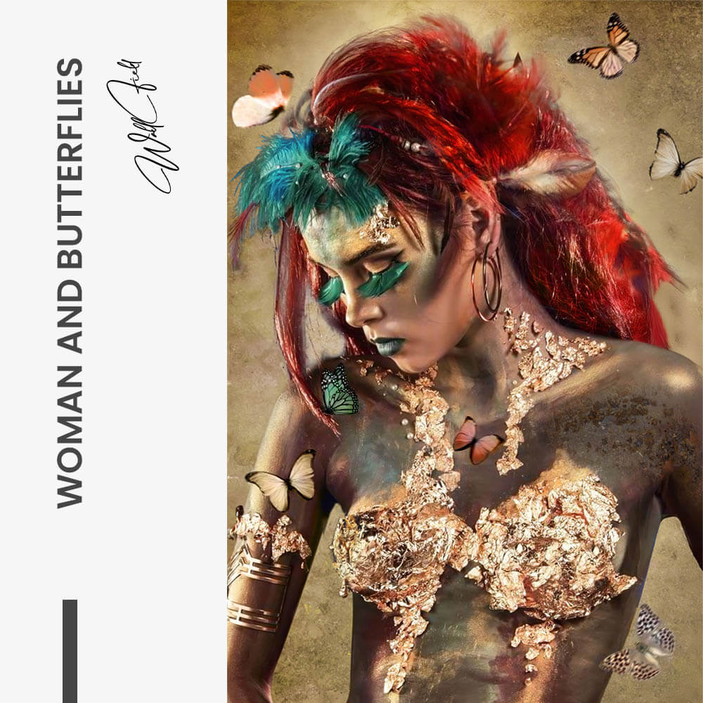 Woman and Butterflies – Glas