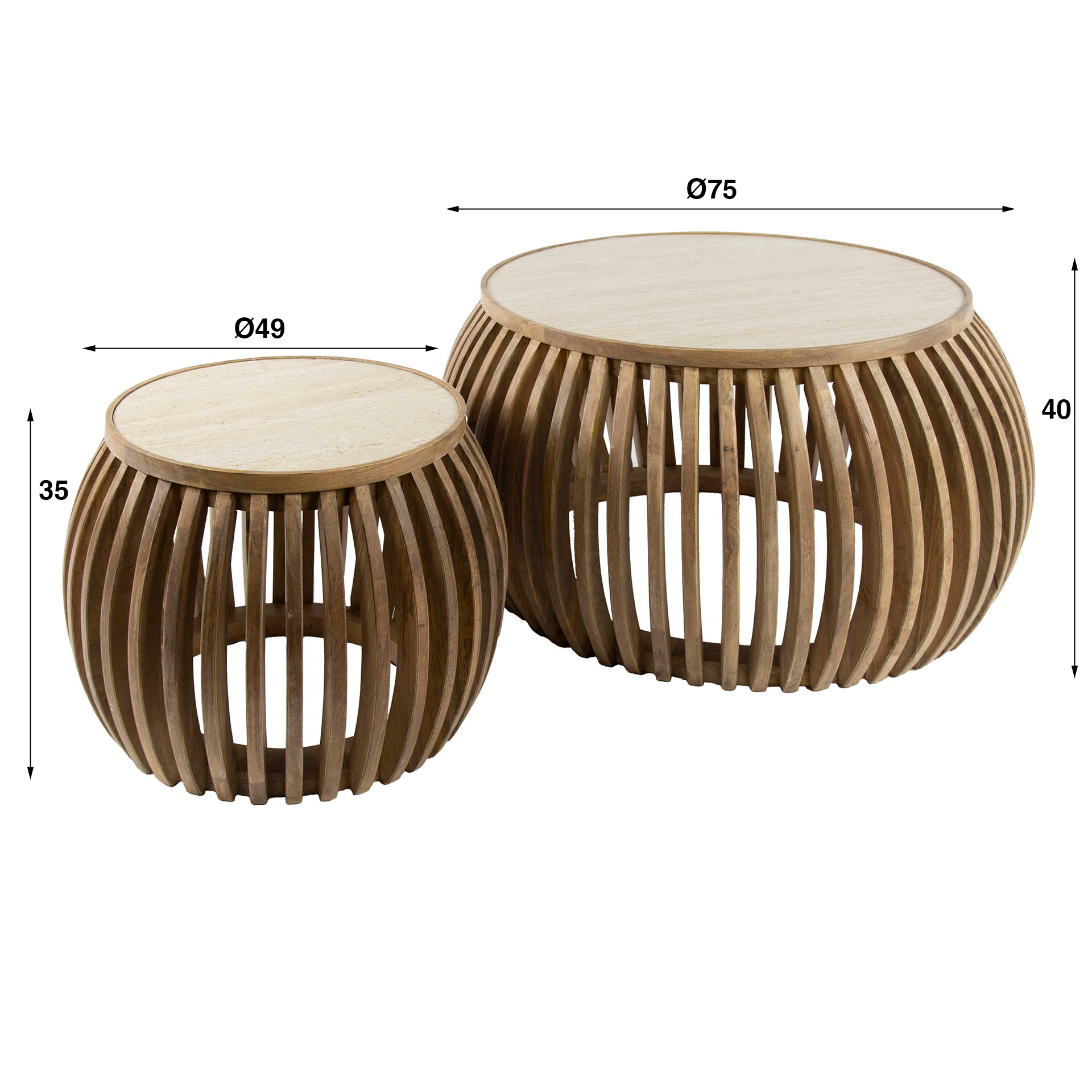 Soffbord Nuovo Curve - set om 2 - Solid mangosand