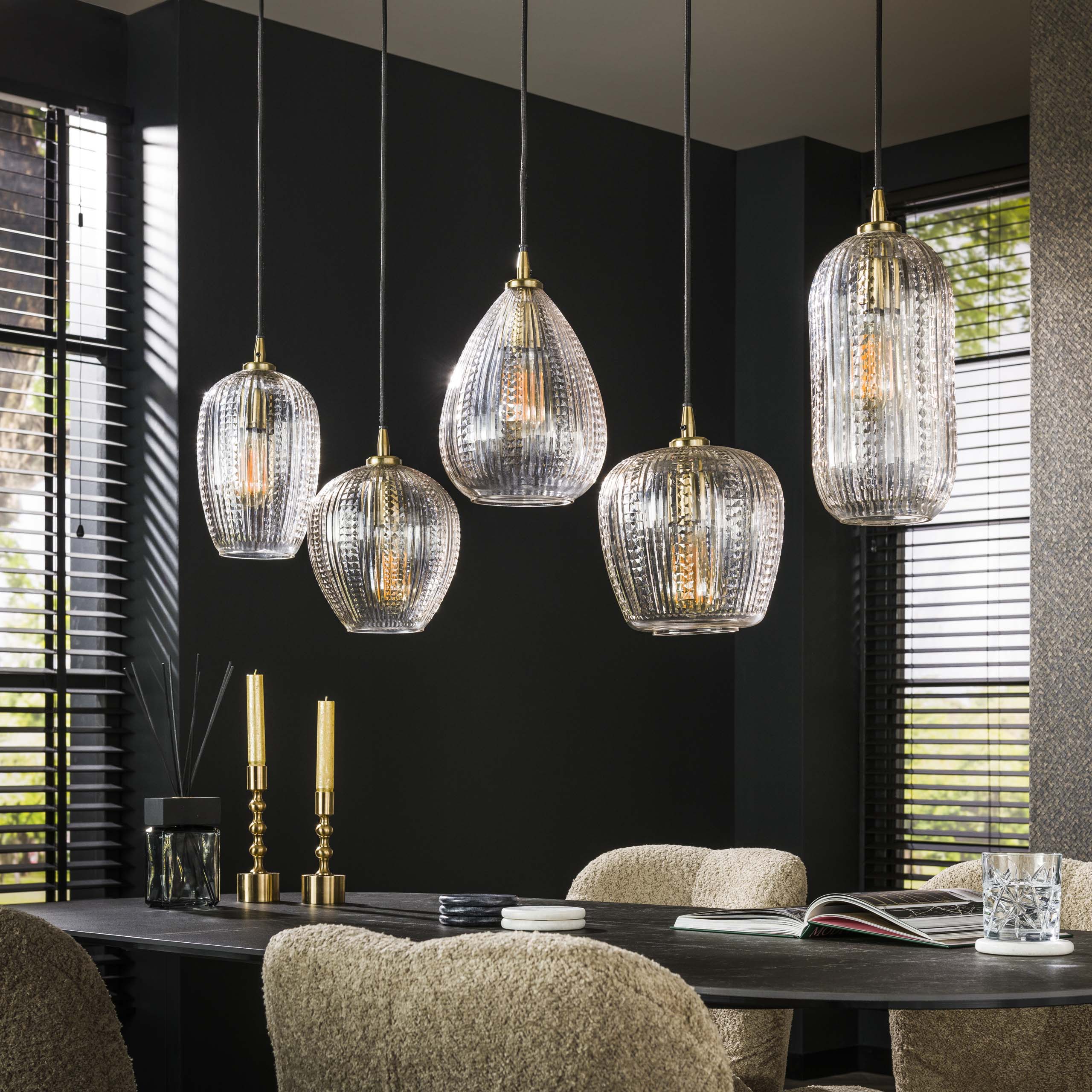 Hänglampa 5L diamantkornmix / Diamantglas