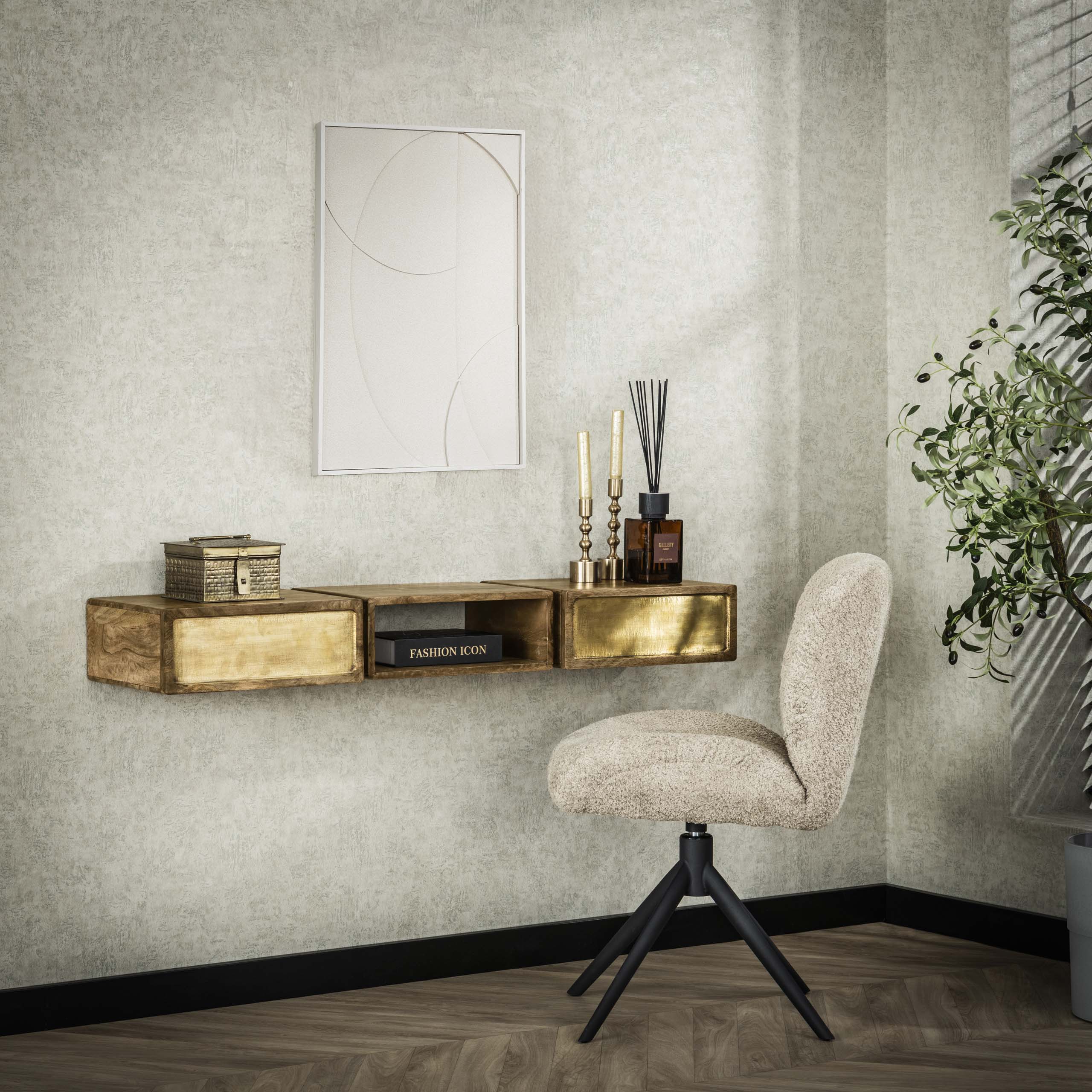 Sminkbord Mässing 2 lådor - Solid mangosand