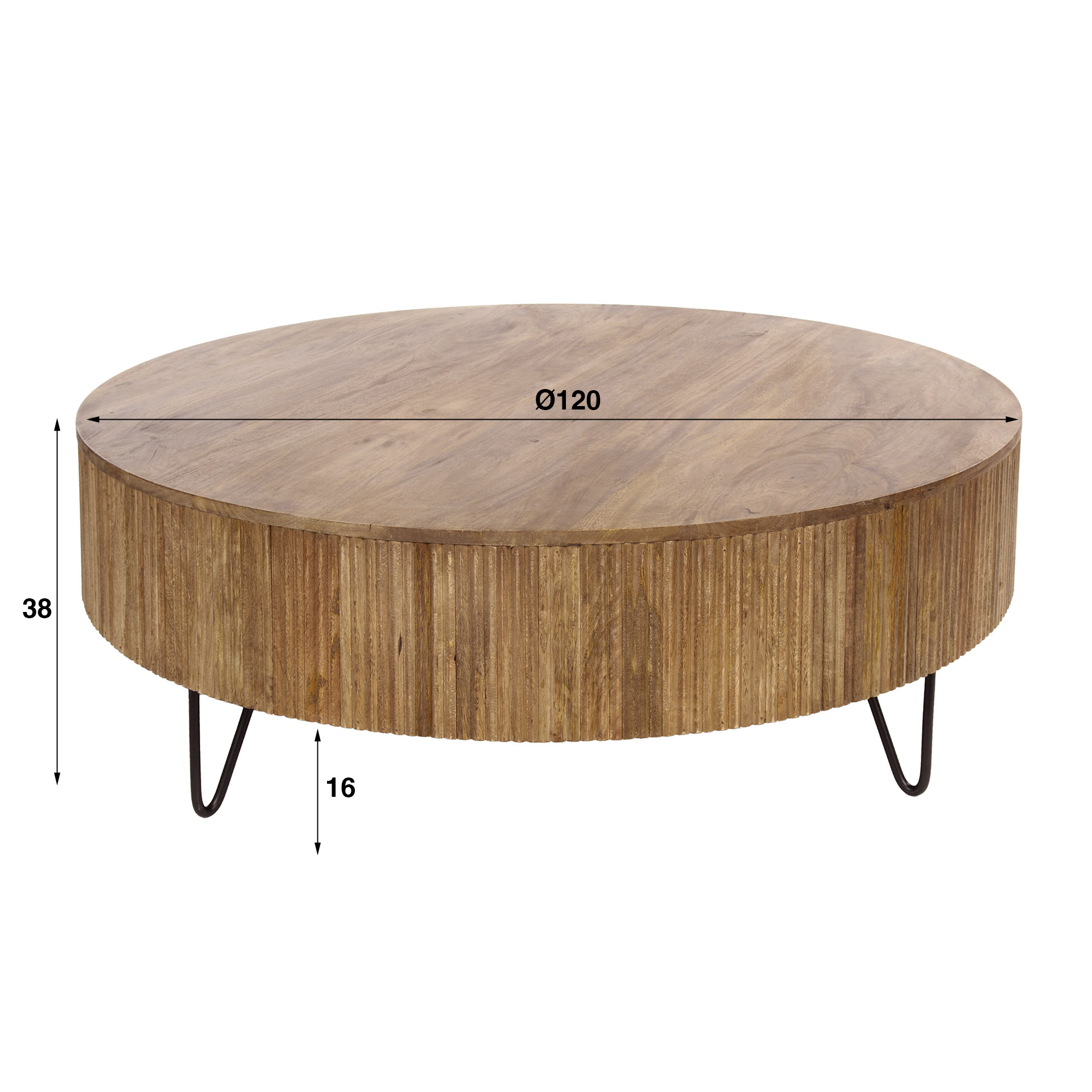 Soffbord Wave Ø120 cm - Solid mangosand