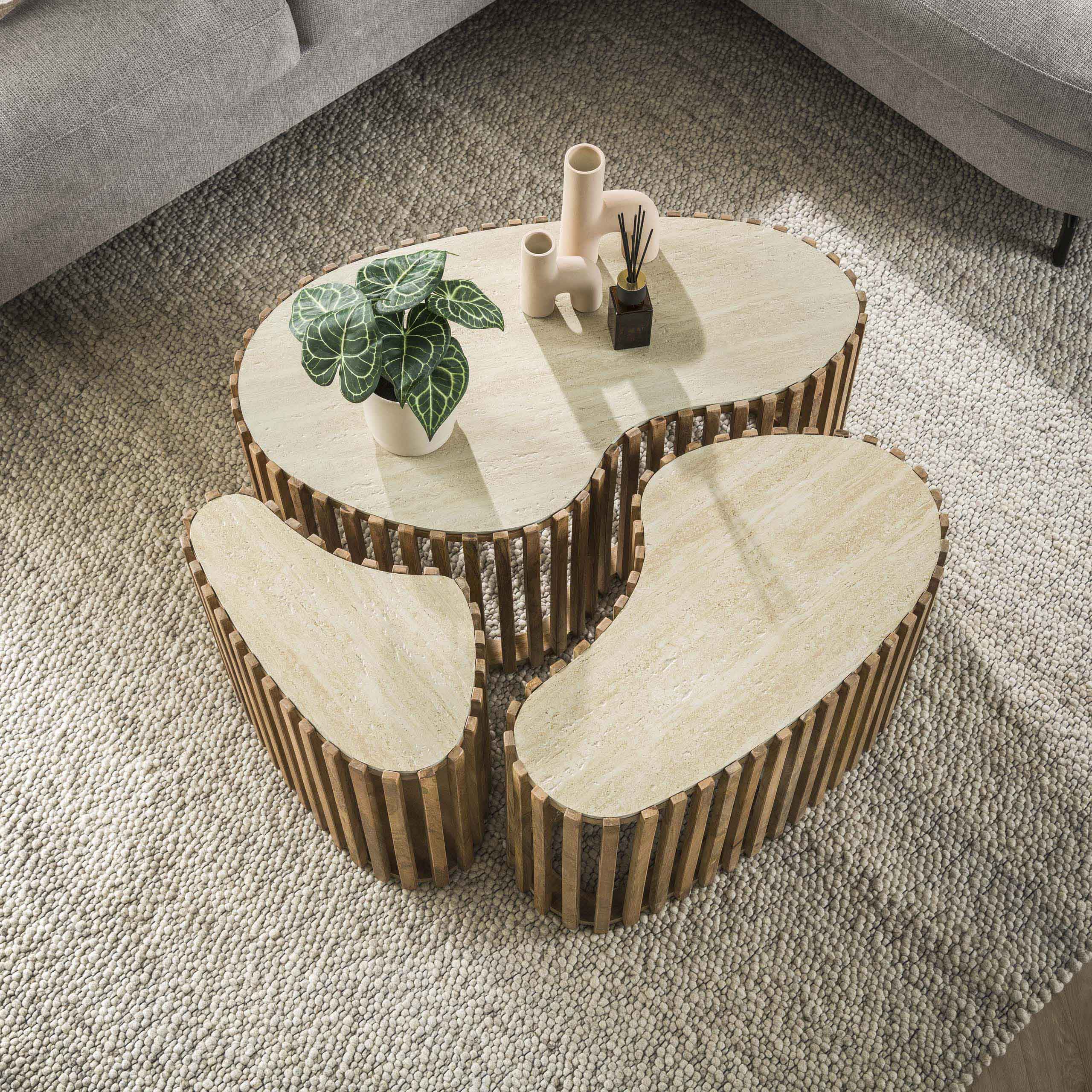 Soffbord Nuovo njurformat set om 3 - Solid mangosand