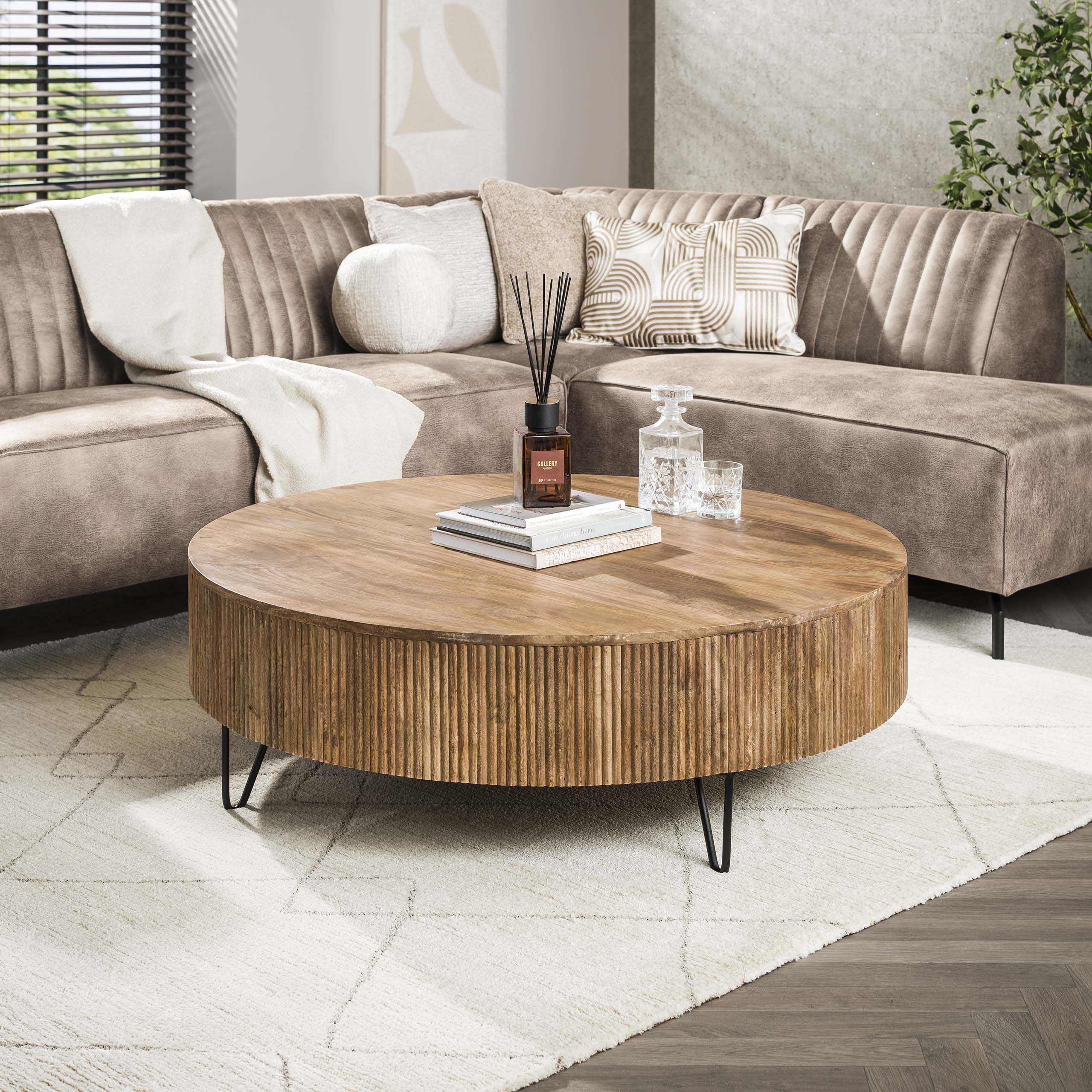 Soffbord Wave Ø120 cm - Solid mangosand