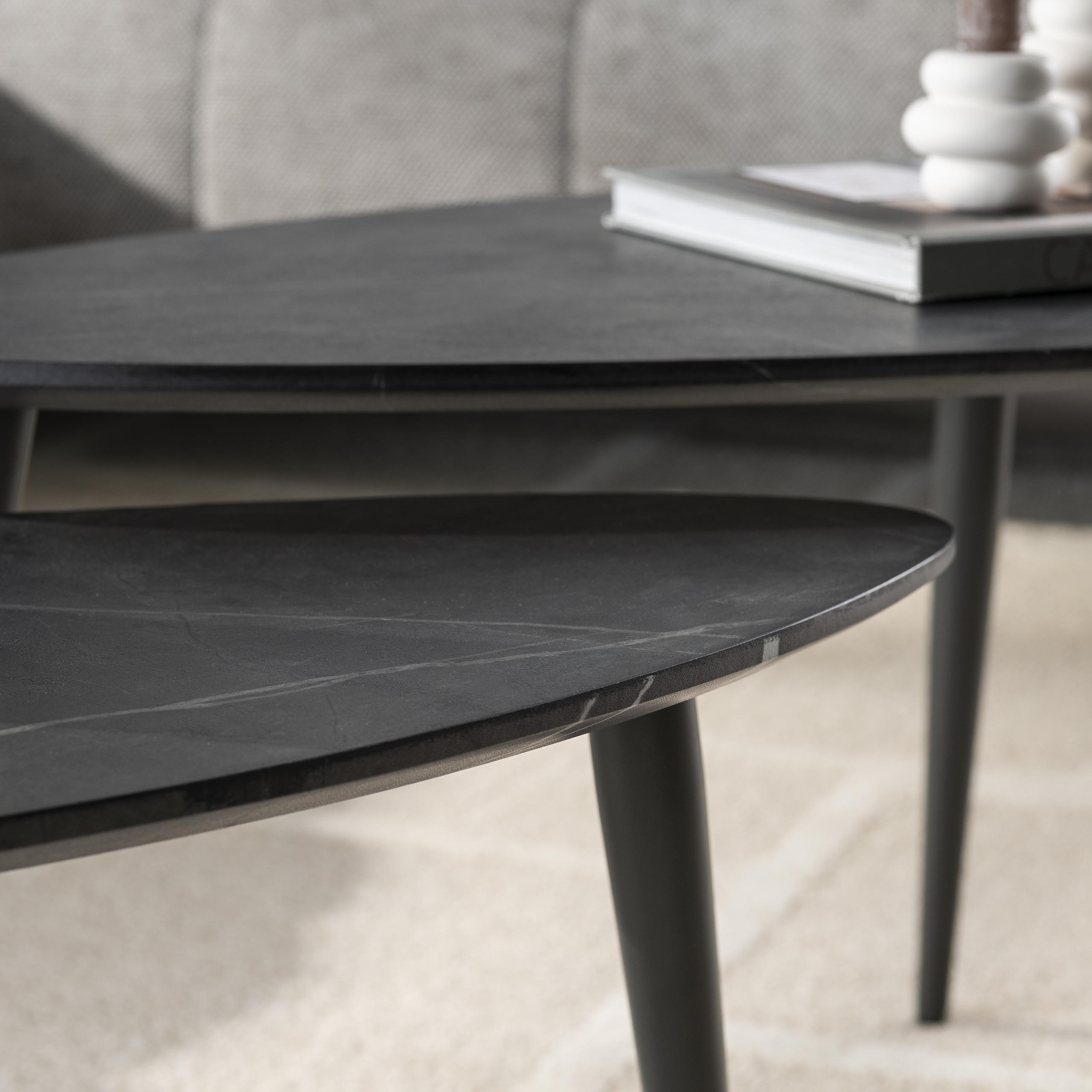 Soffbordsset/2 päronformade ekologiska / 3D svartbrun