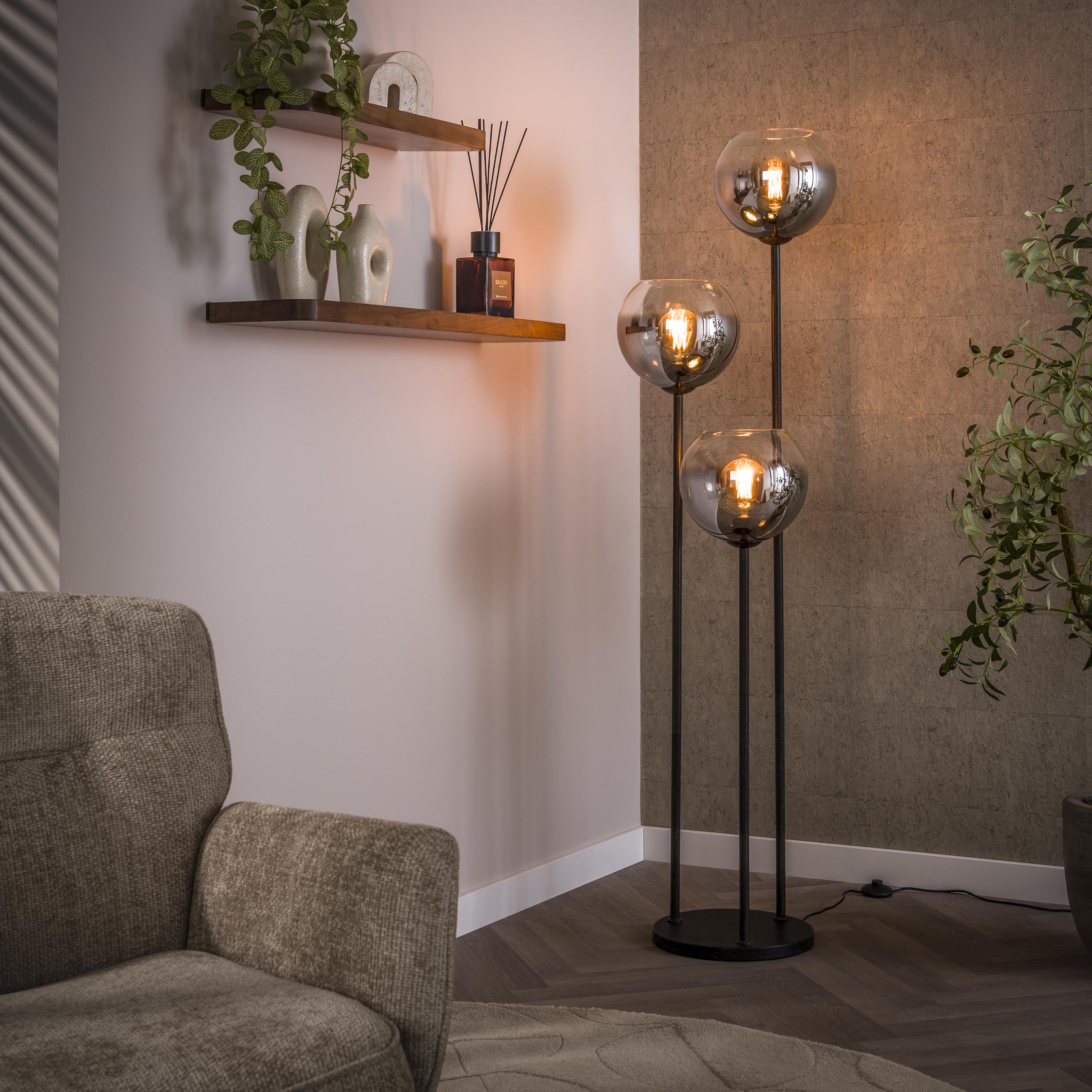 Golvlampa Bubble Shaded 3-light - Artic svart