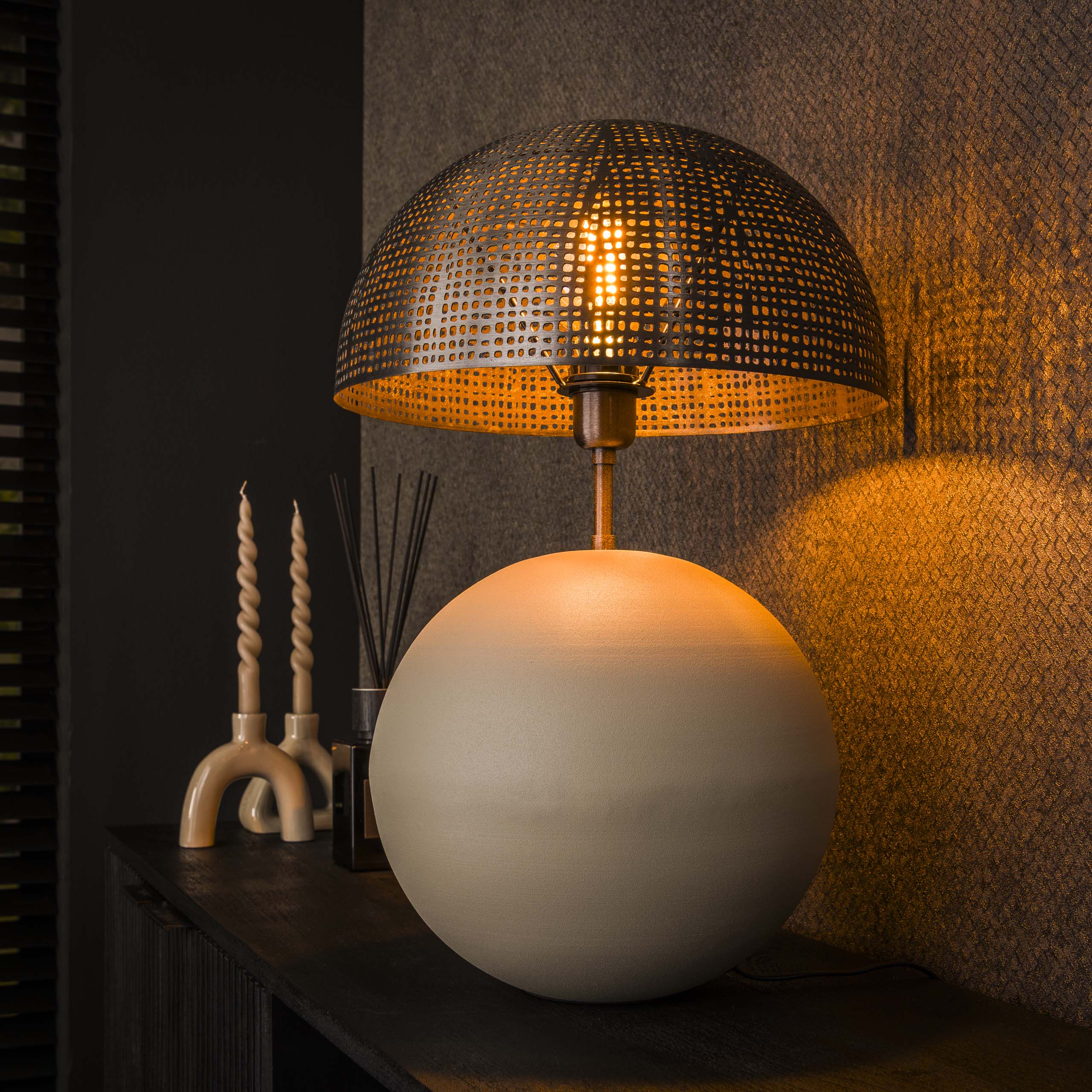 Bordslampa 1L sfär natur L / Naturgrå