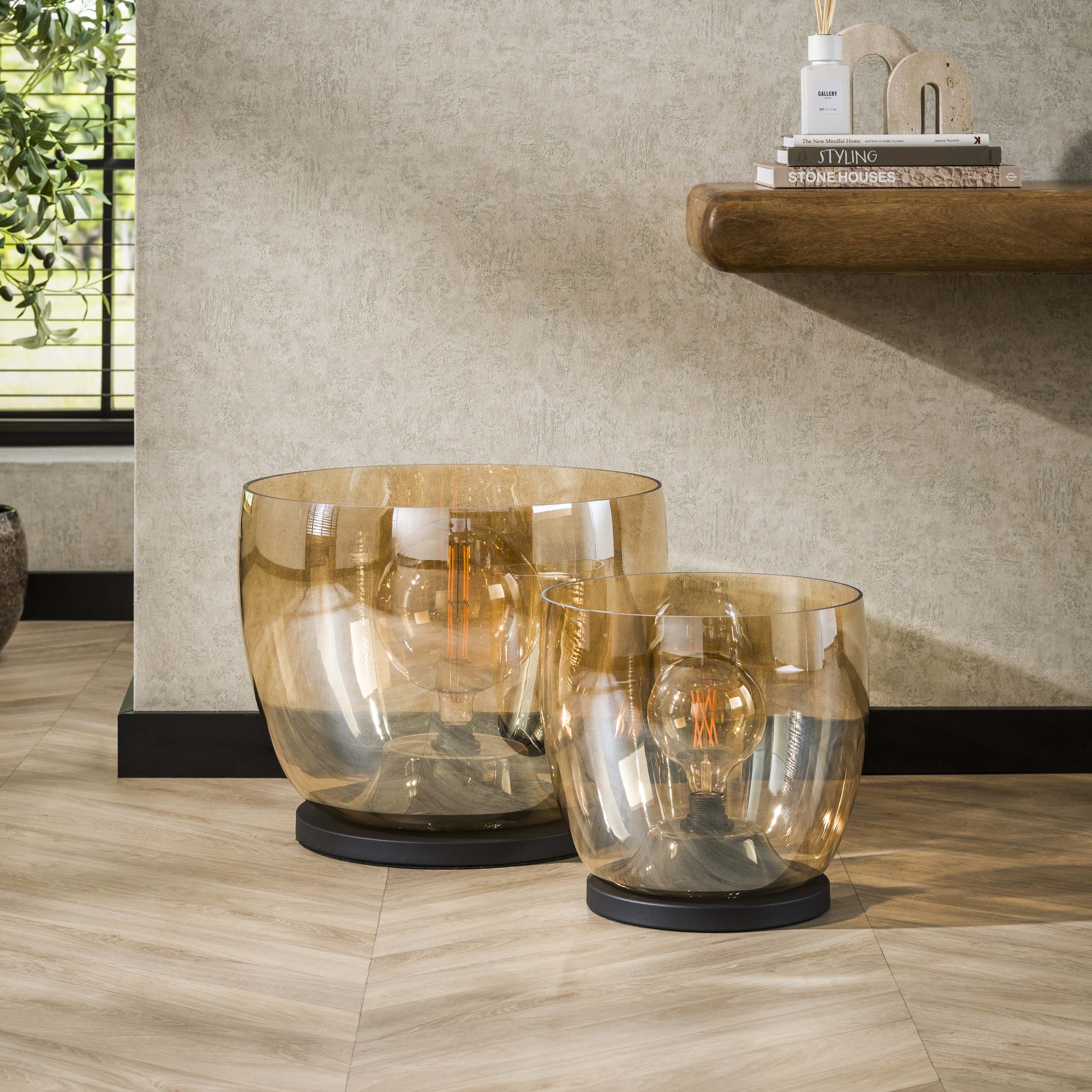 Golvlampa UP XXL 1-ljus - Bärnstensfärgad glas