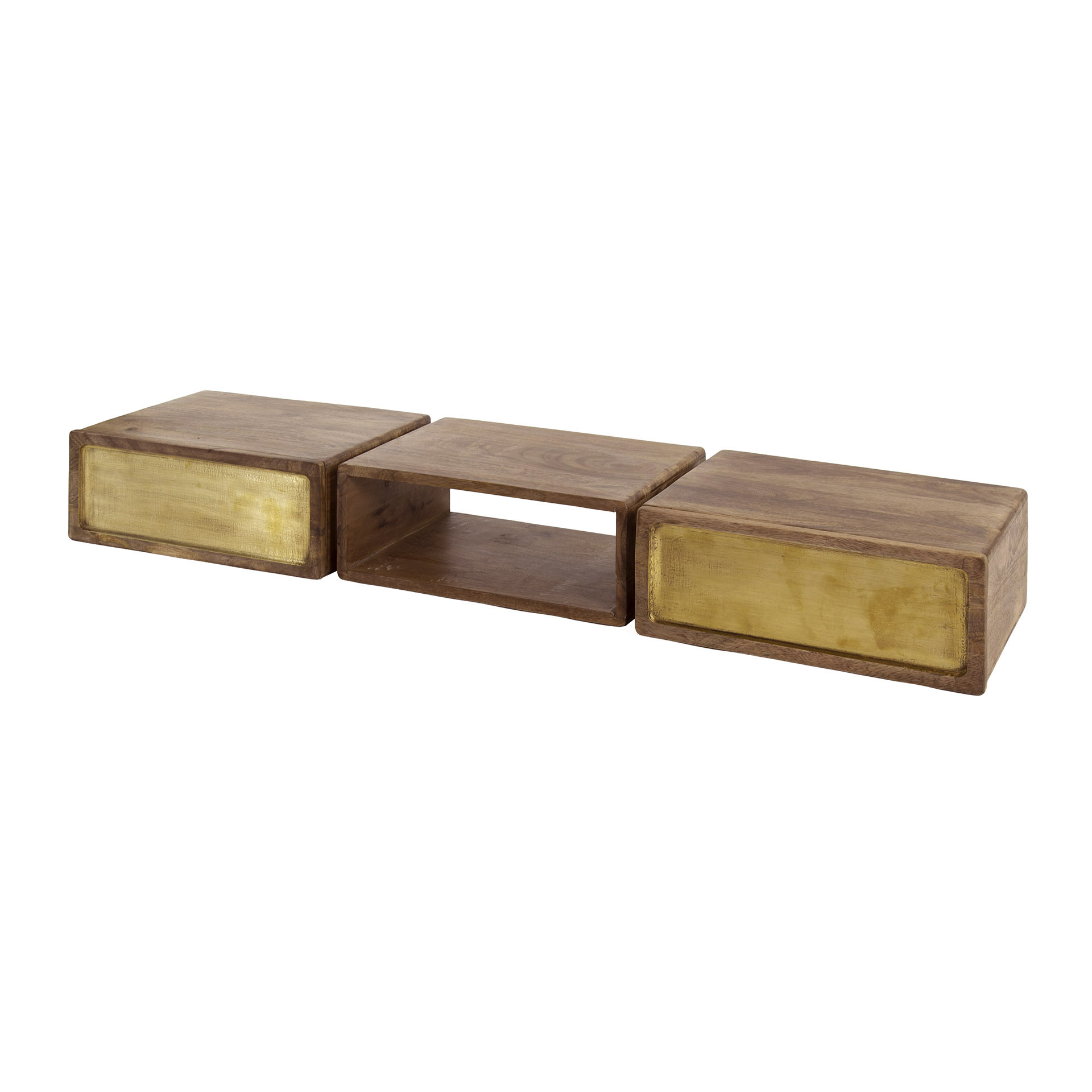 Sminkbord Mässing 2 lådor - Solid mangosand