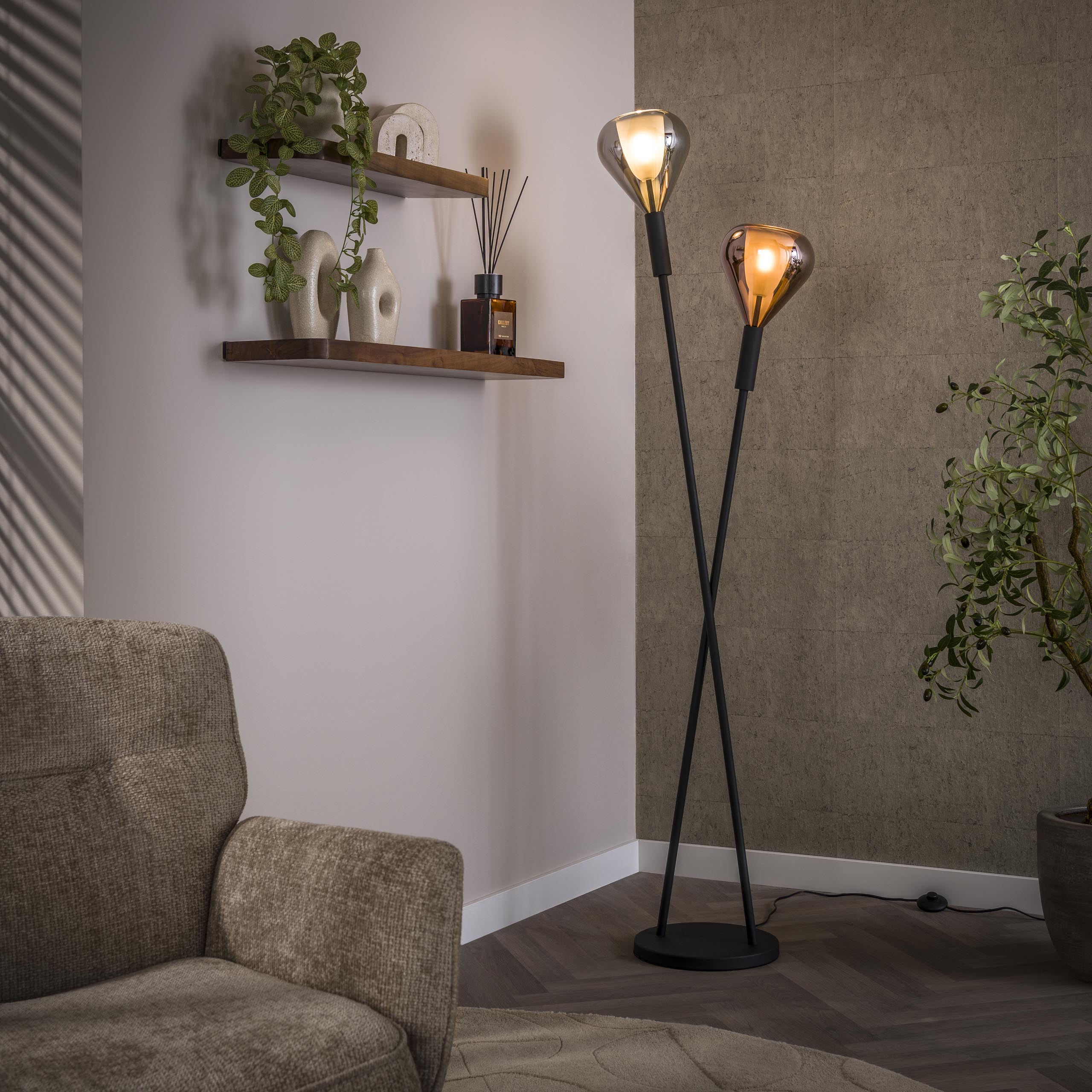 Golvlampa Wings 2-light - Svart