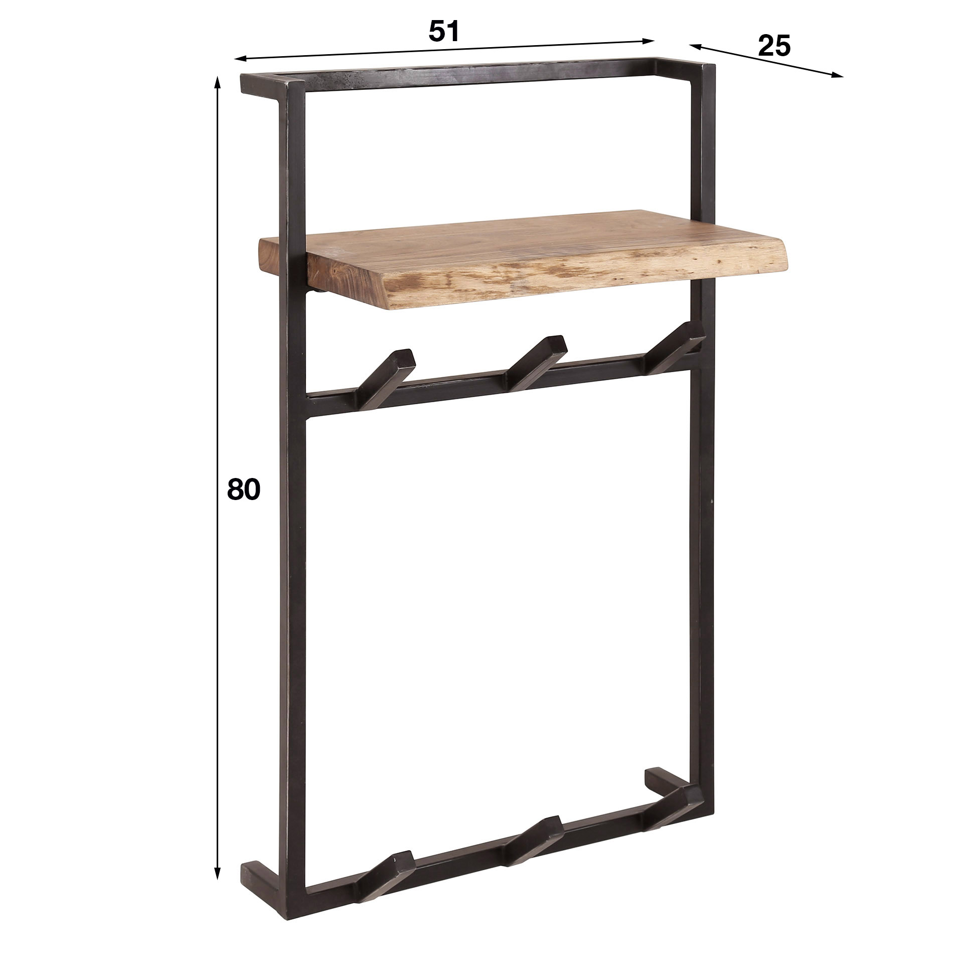 Klädhängare Air Solid hög - 6 krokar - Solid akacia