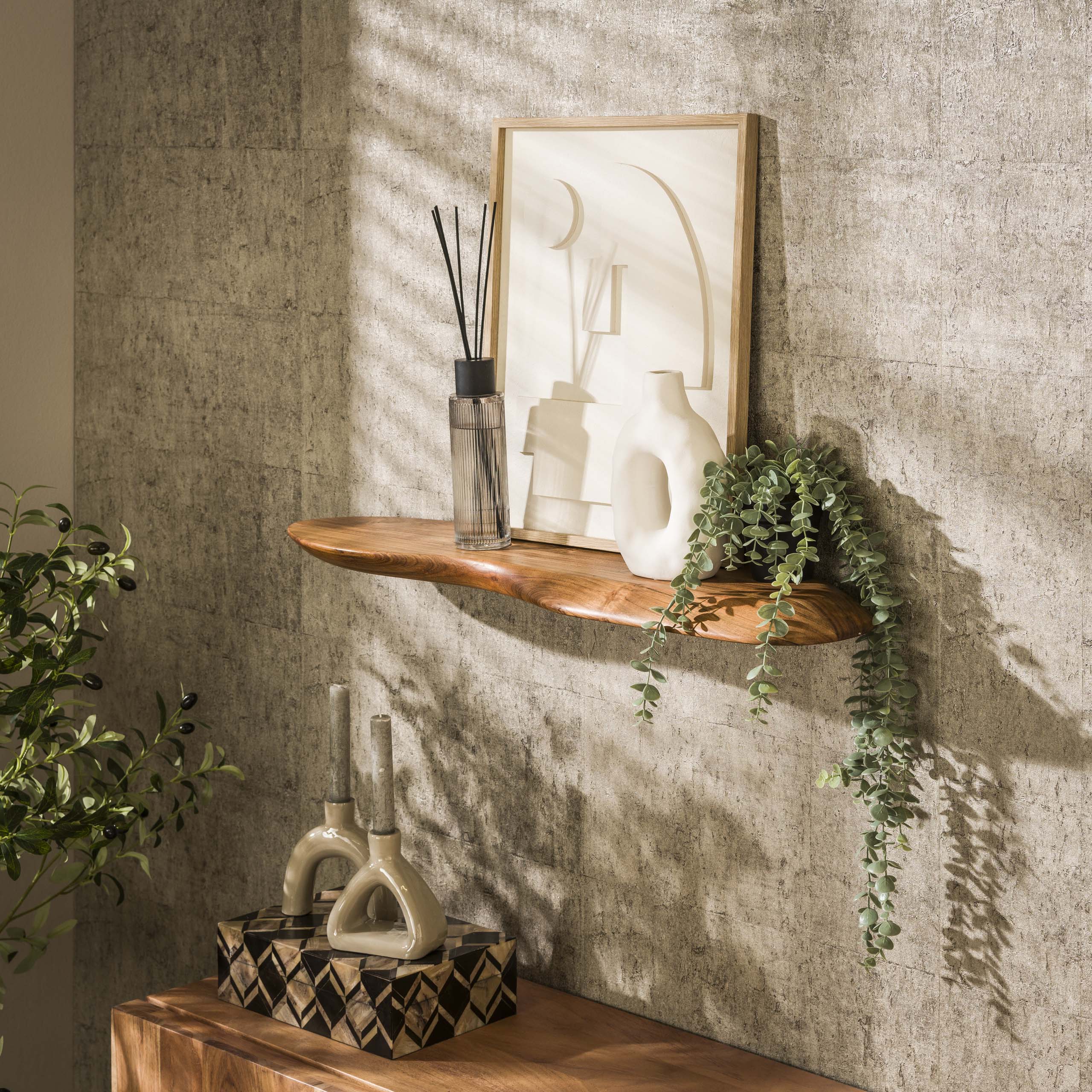 Vägghylla Ekologisk 90 cm - Solid akacia natur
