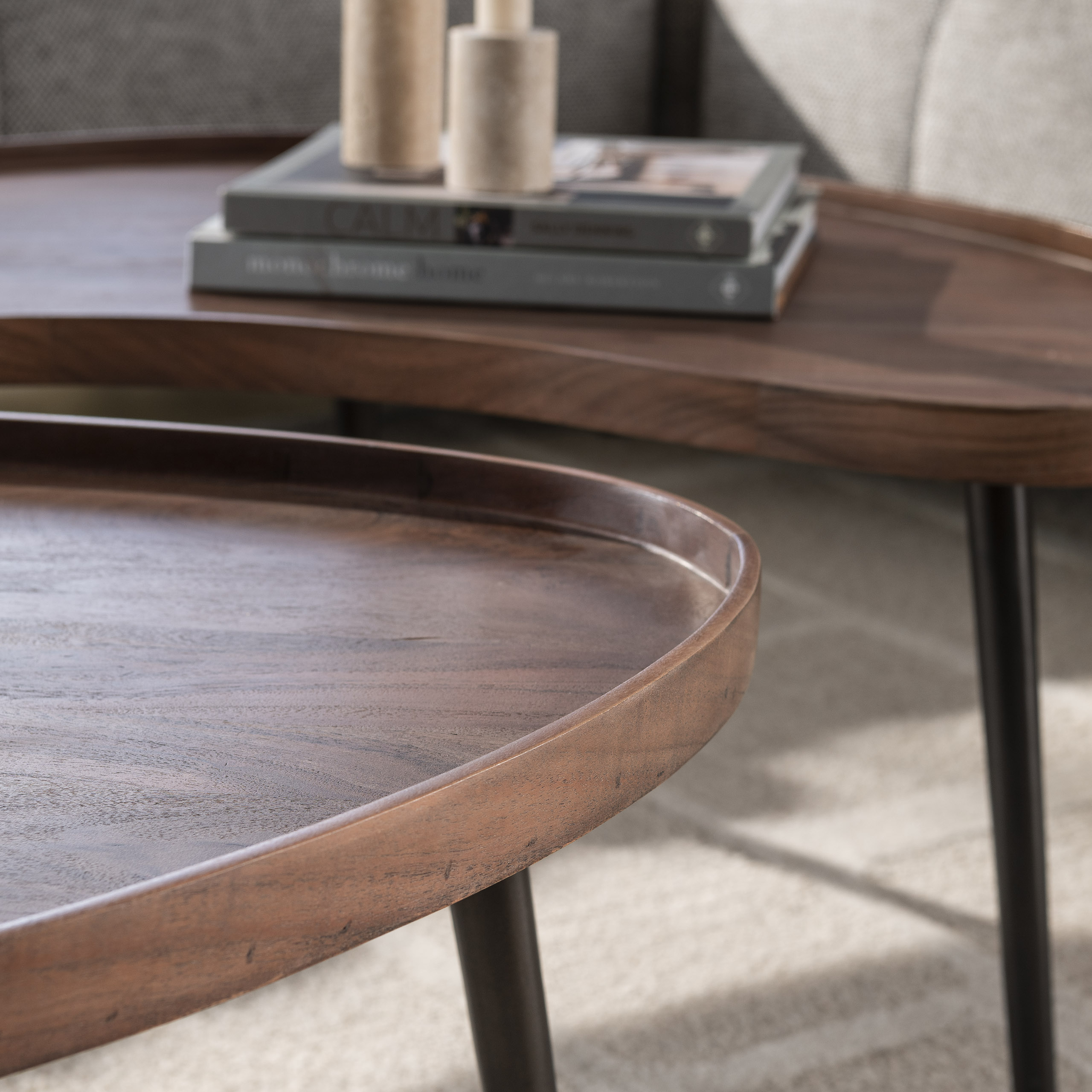 Soffbord Carve ekologisk - set om 2 - akaciabrun