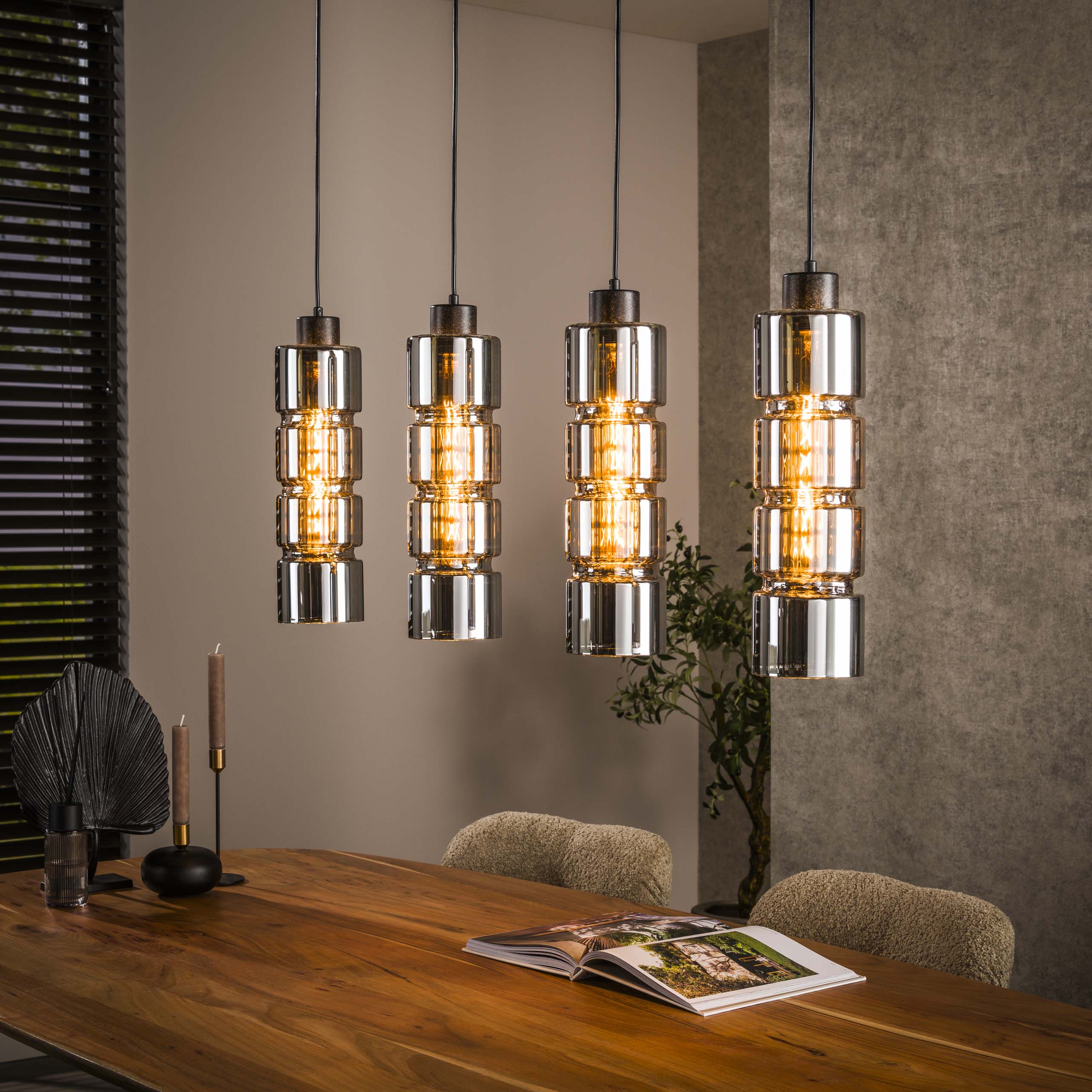 Hänglampa 4L cylinderglas / Artic svart