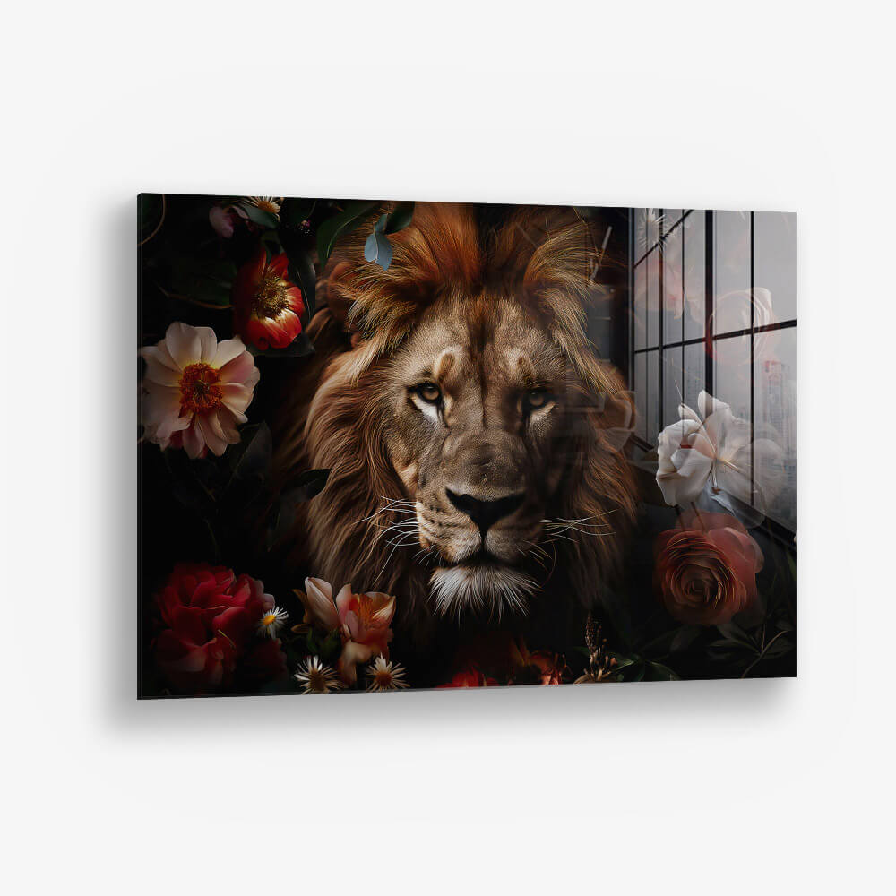 Lion in Flowers – Glas
