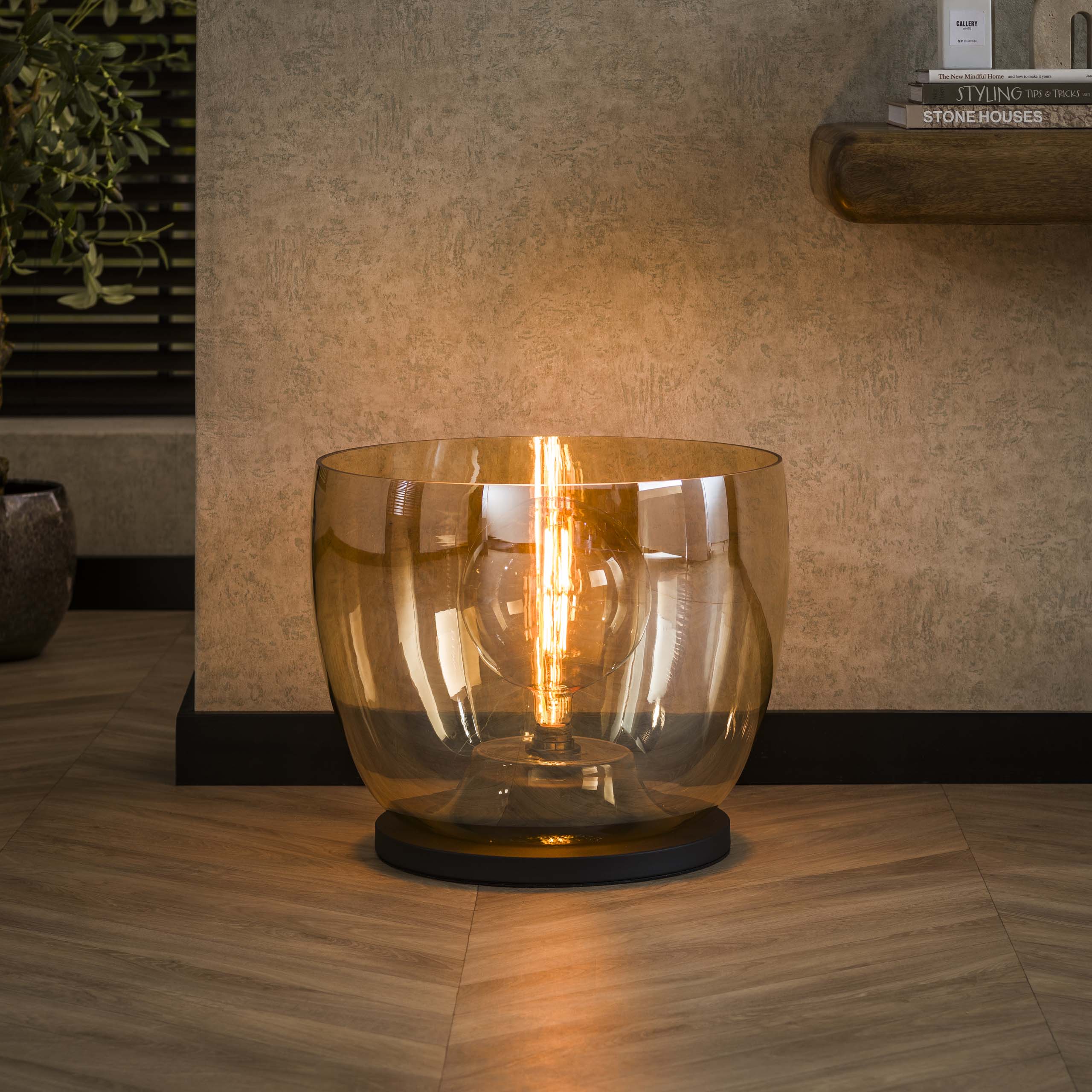 Golvlampa UP XXL 1-ljus - Bärnstensfärgad glas