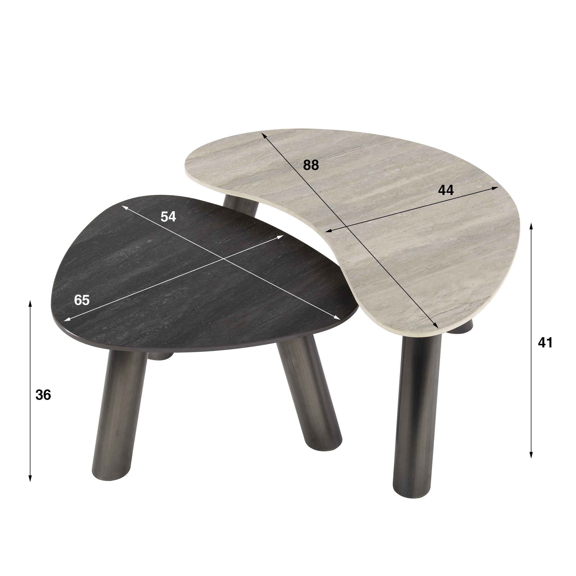 Soffbord Twin ekologisk - Set 2 - Travertin svart/grå