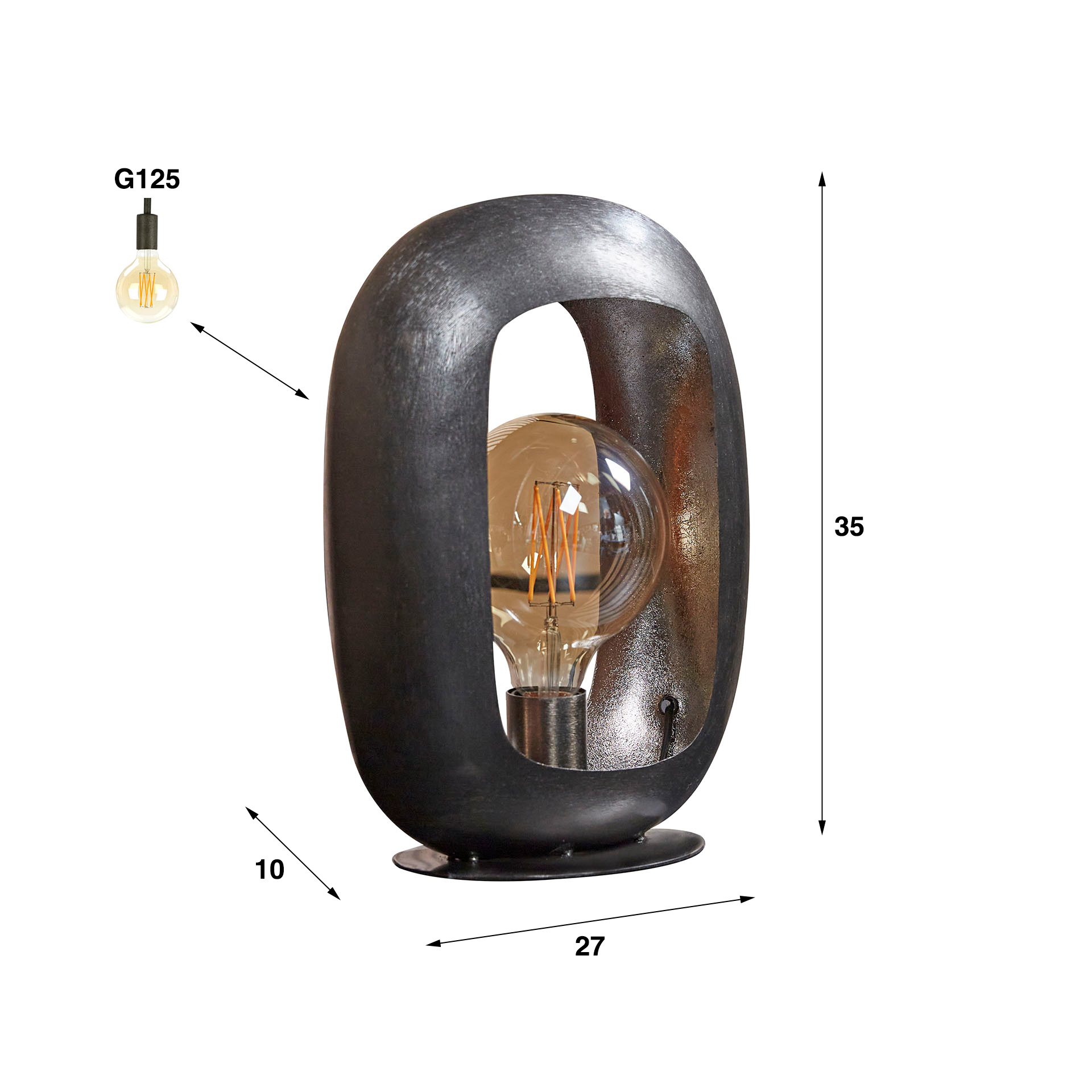 Bordslampa Arch L / Svart nickel