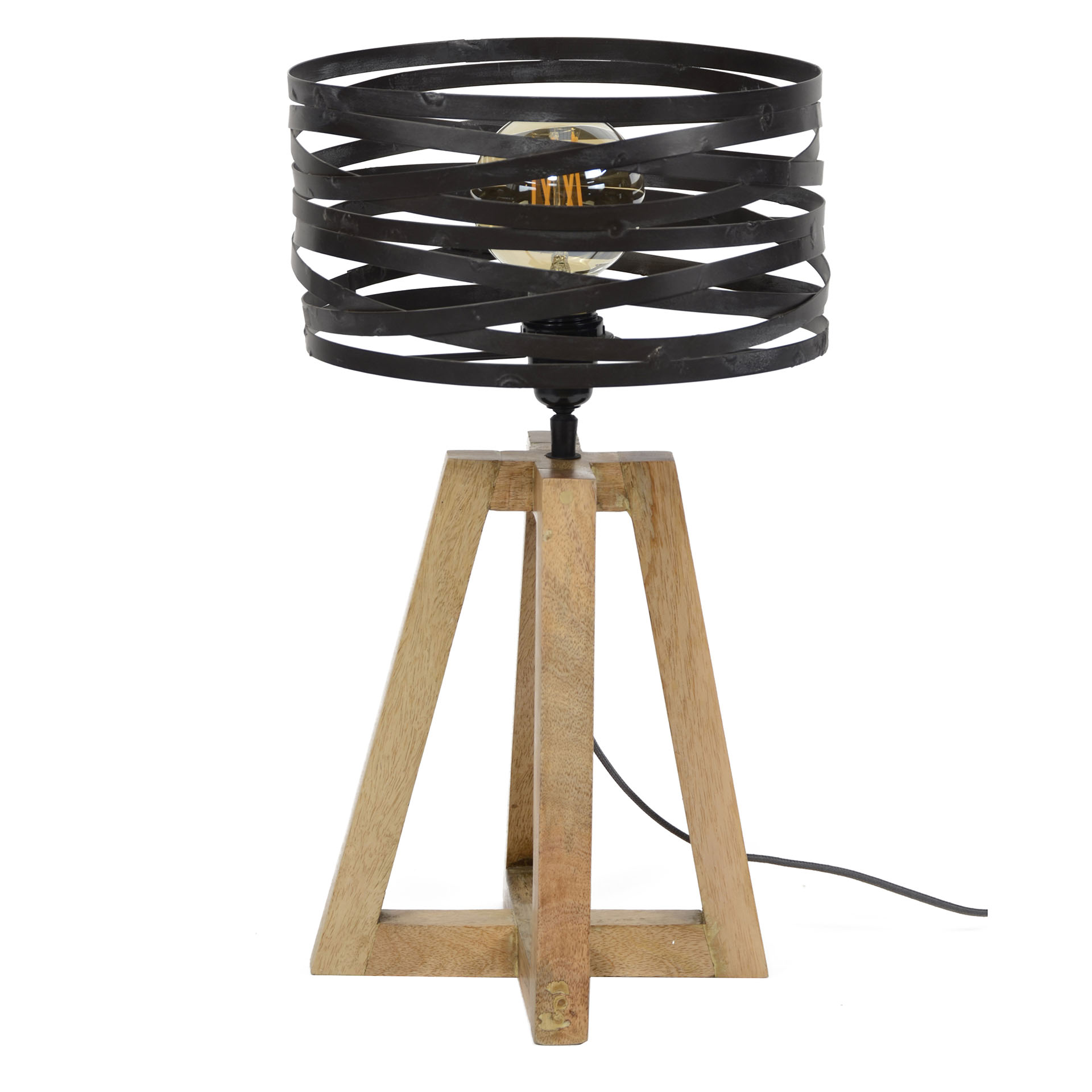Bordslampa twist träkorsram / Skiffergrå