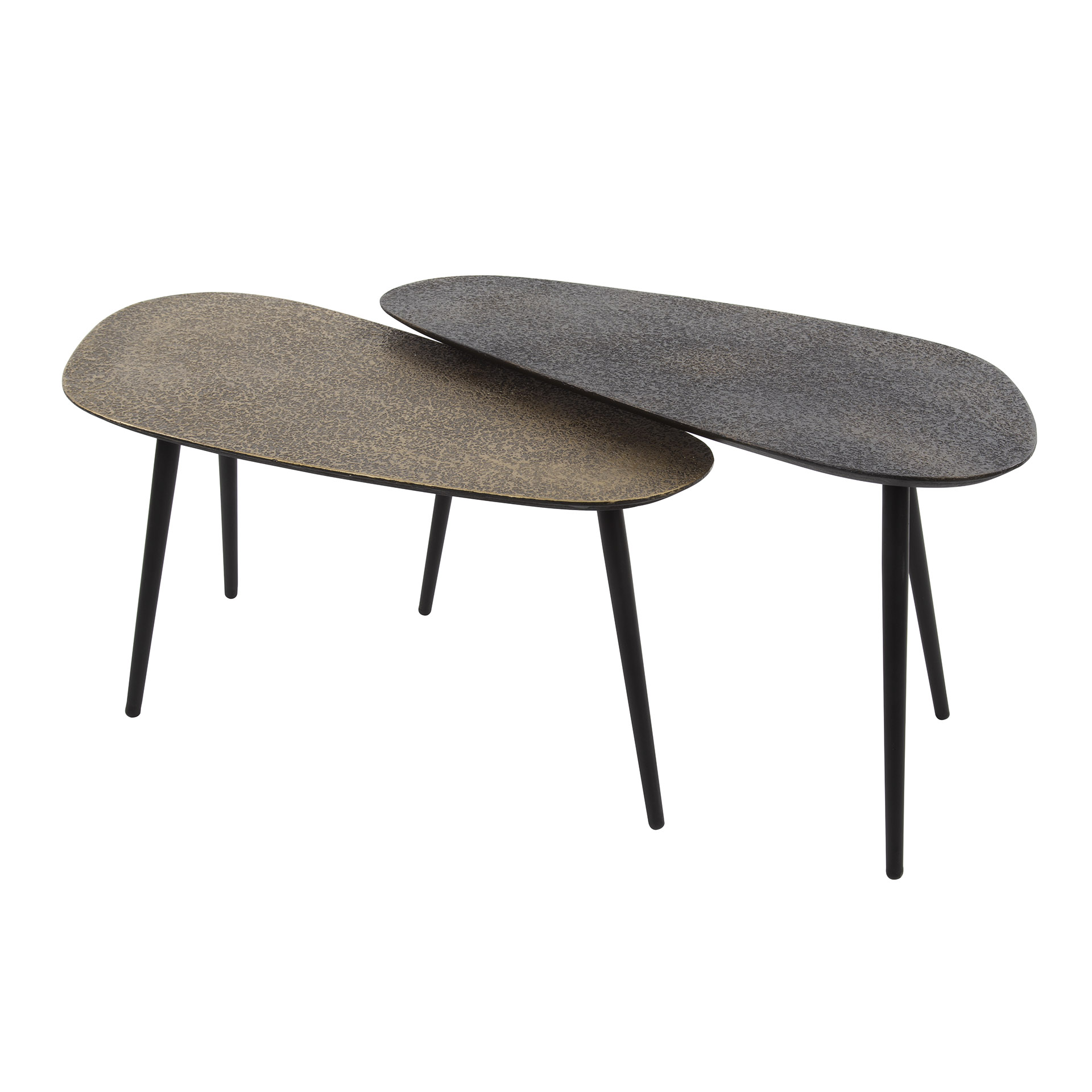 Soffbordsset/2 njurformade metallic / Grå