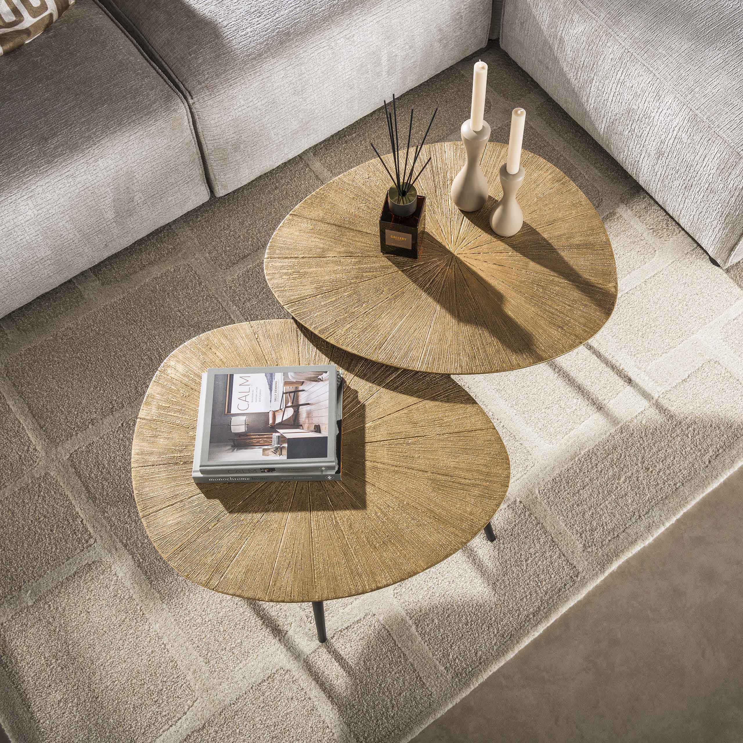 Soffbord Ray organic - Set om 2 - Antikt guld