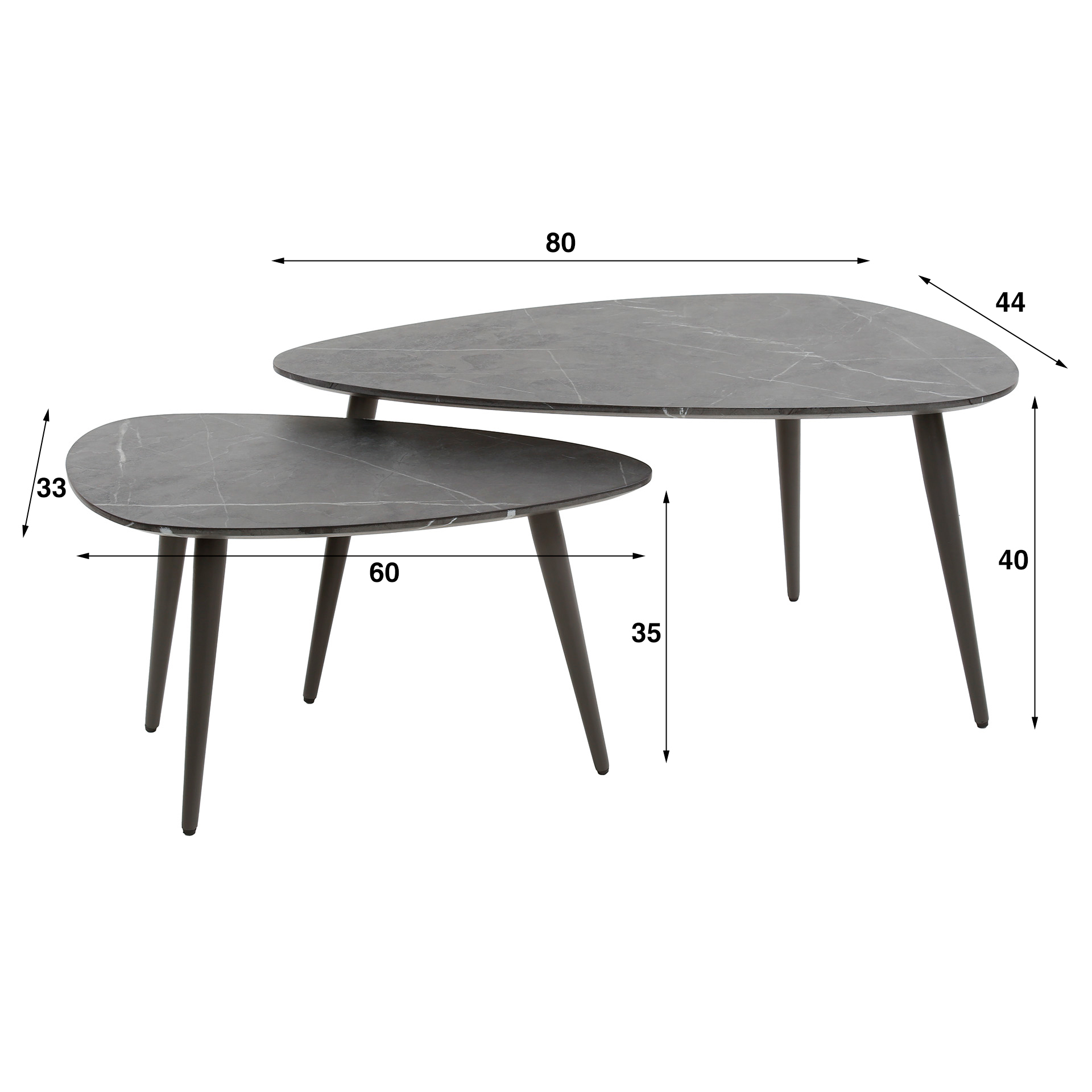 Soffbordsset/2 päronformade ekologiska / 3D svartbrun