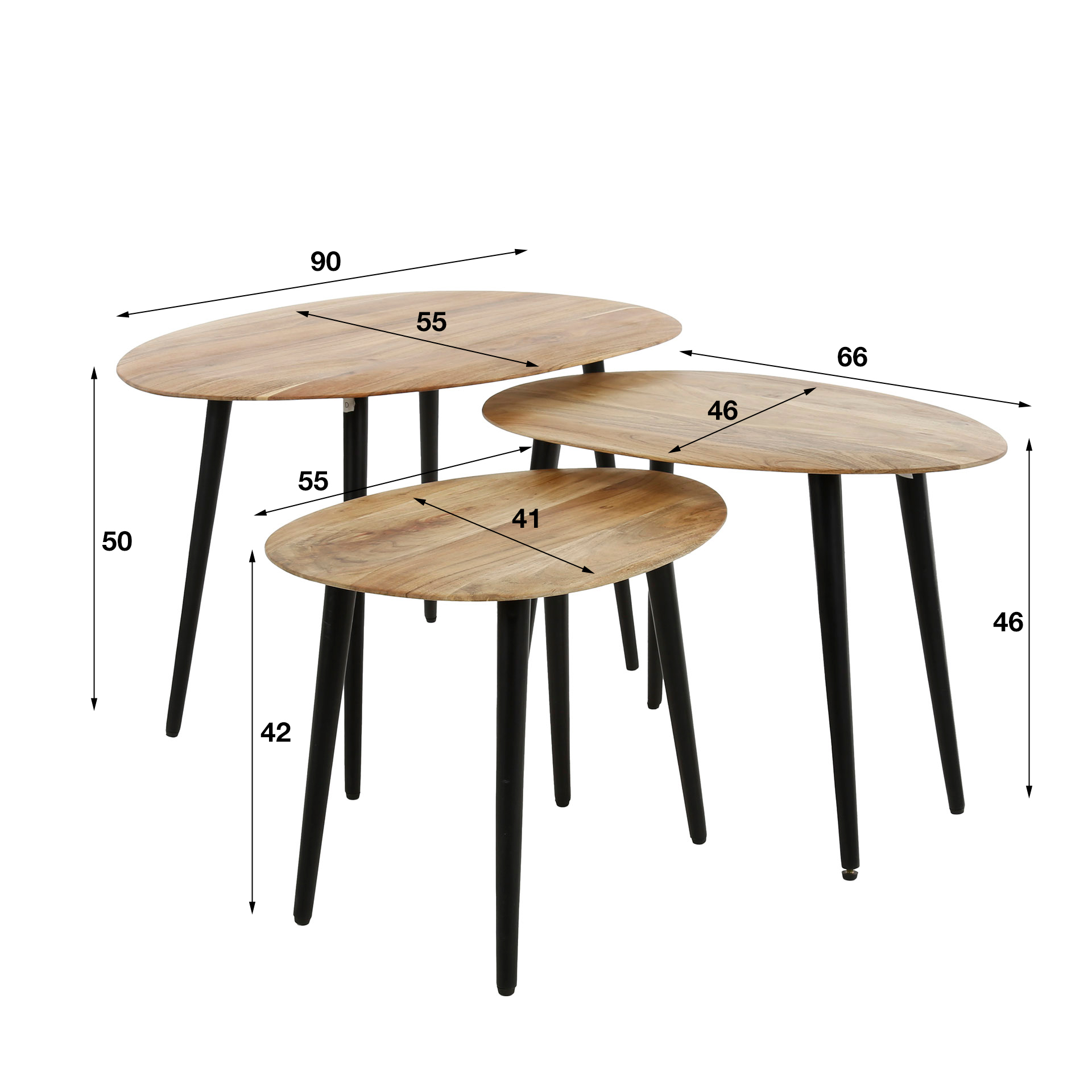 Soffbordsset/3 ekologiska / Solid akacia naturell