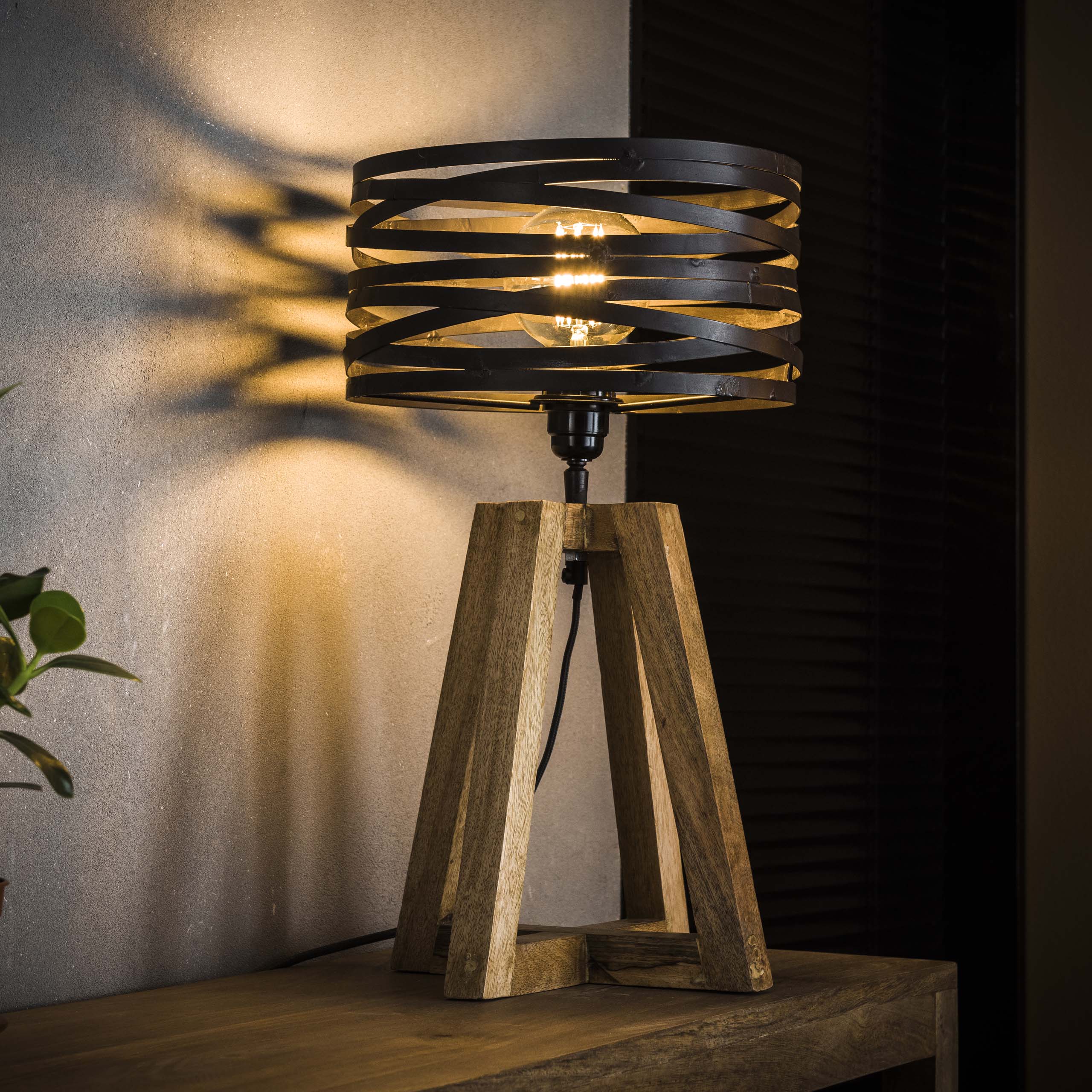 Bordslampa twist träkorsram / Skiffergrå