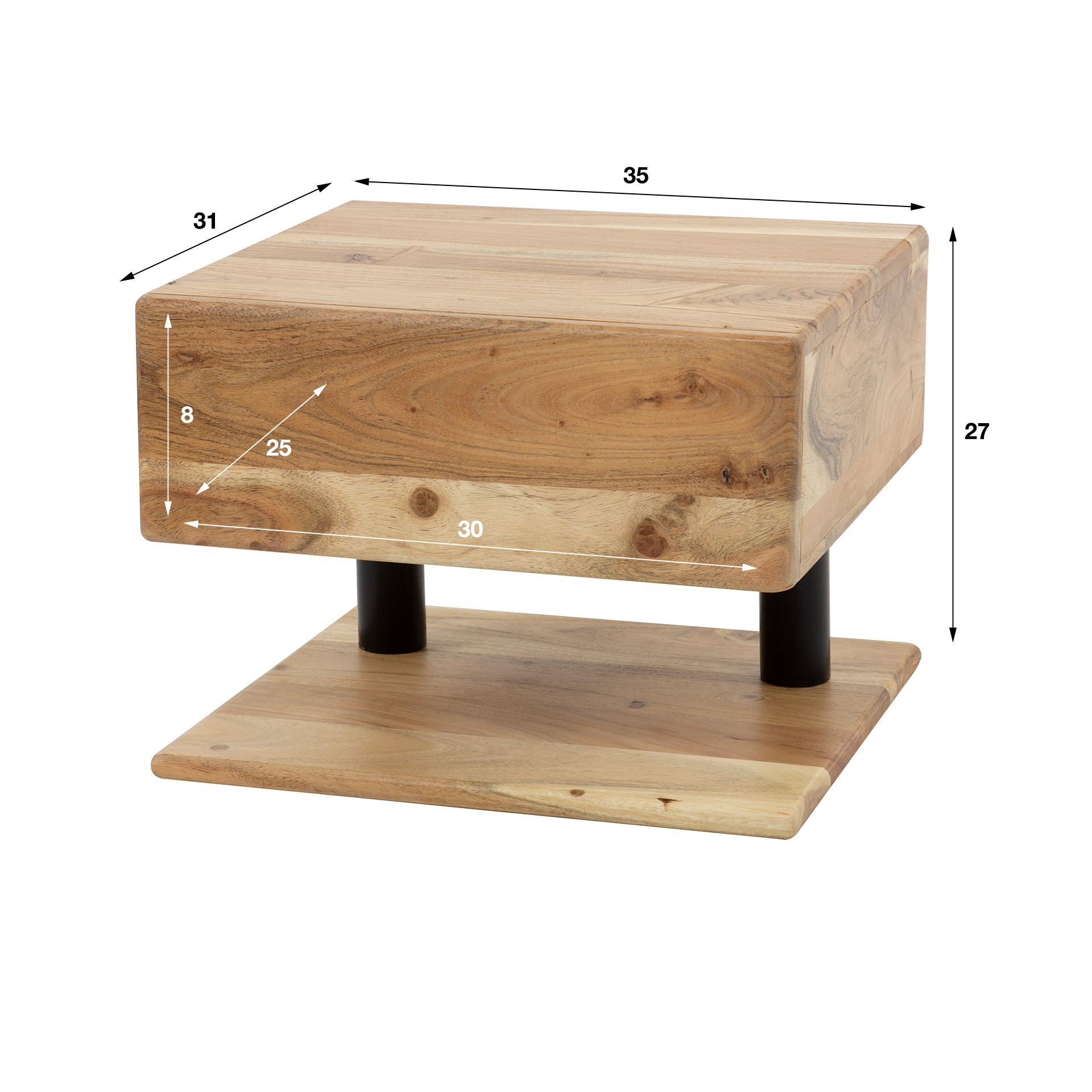 Sängbord 1L hylla / Solid akacia natur