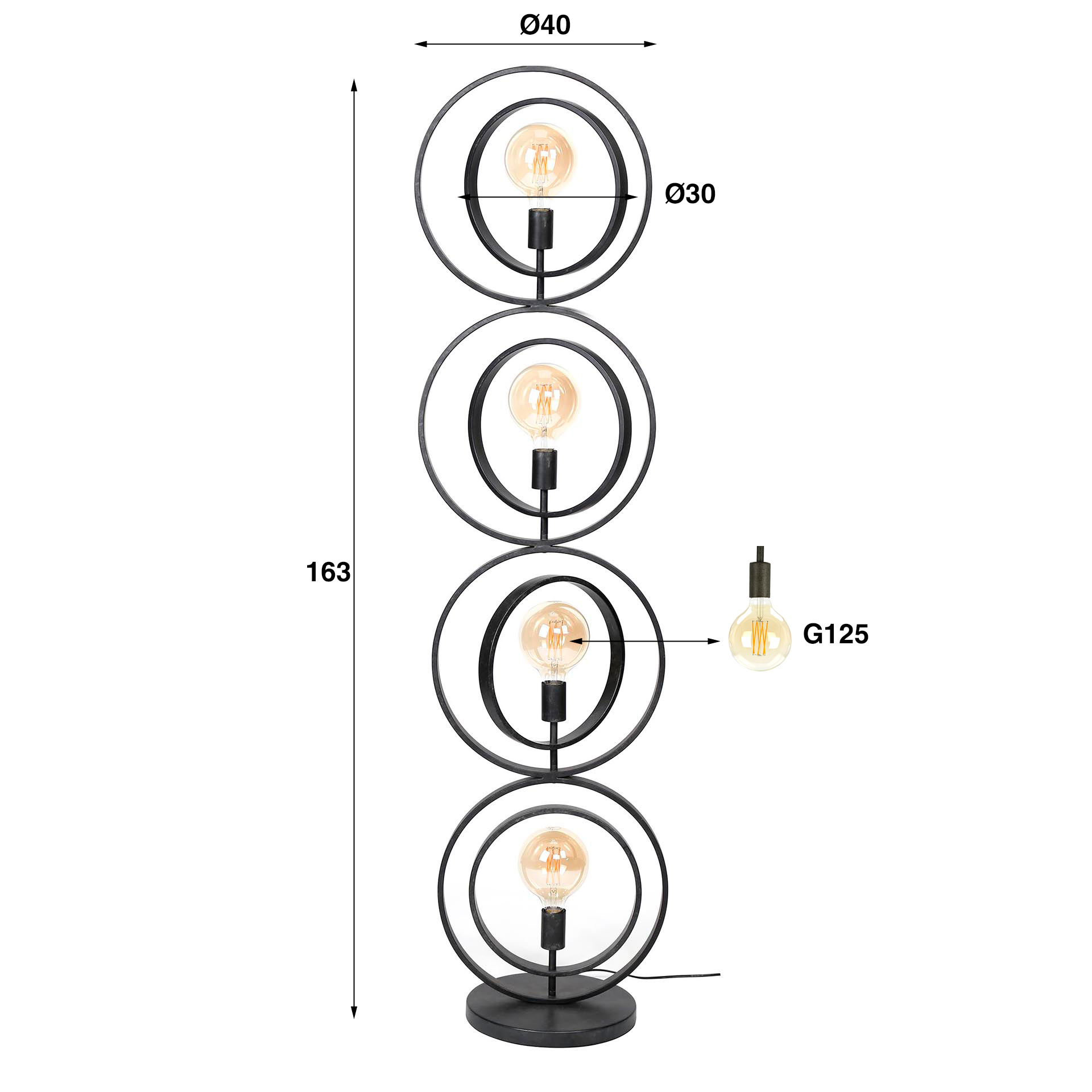 Golvlampa Turn Around 4-ljus - Charcoal