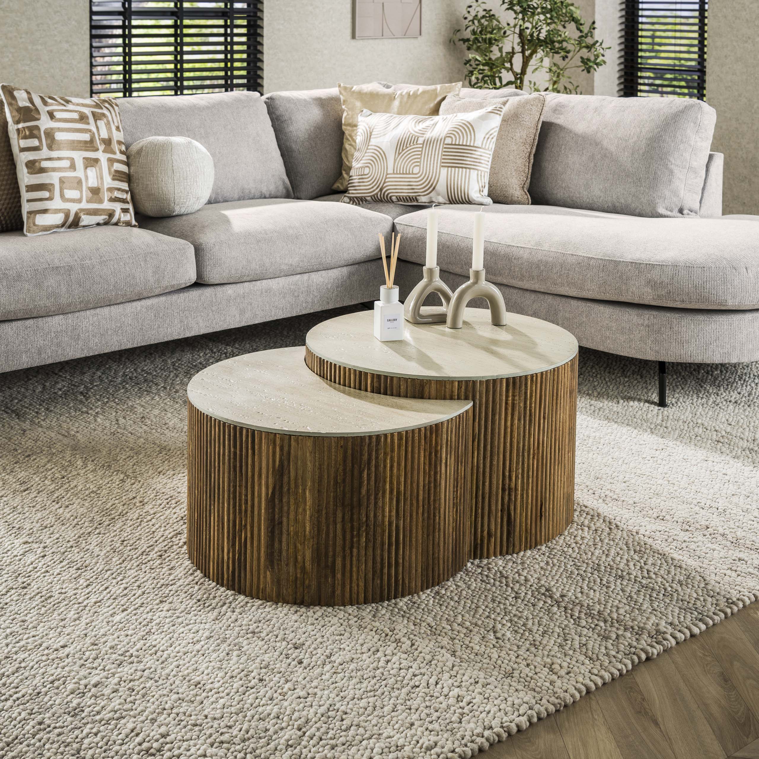 Soffbord Nuovo halvrunda - Set om 2 - Solid mangosand