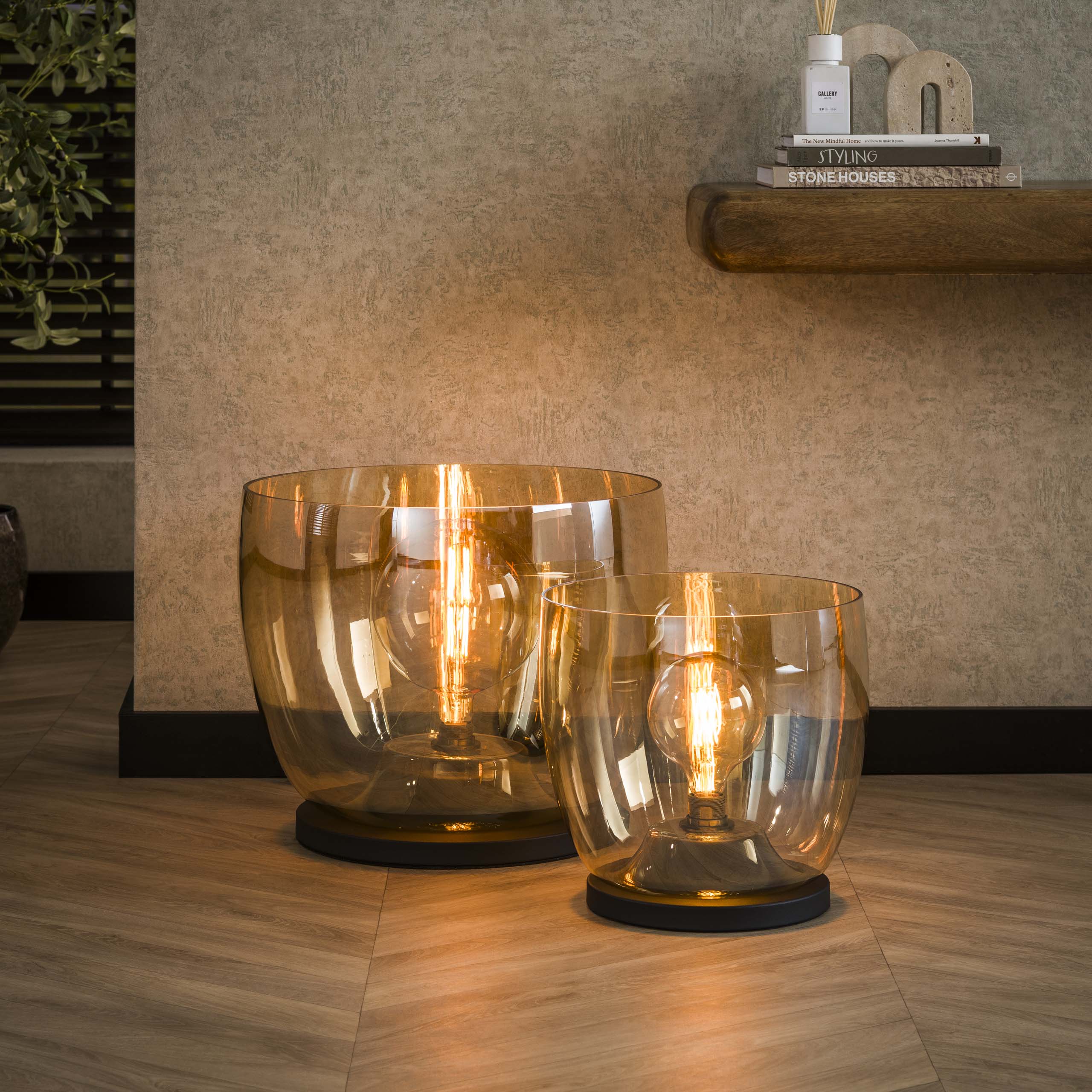 Golvlampa UP XXL 1-ljus - Bärnstensfärgad glas