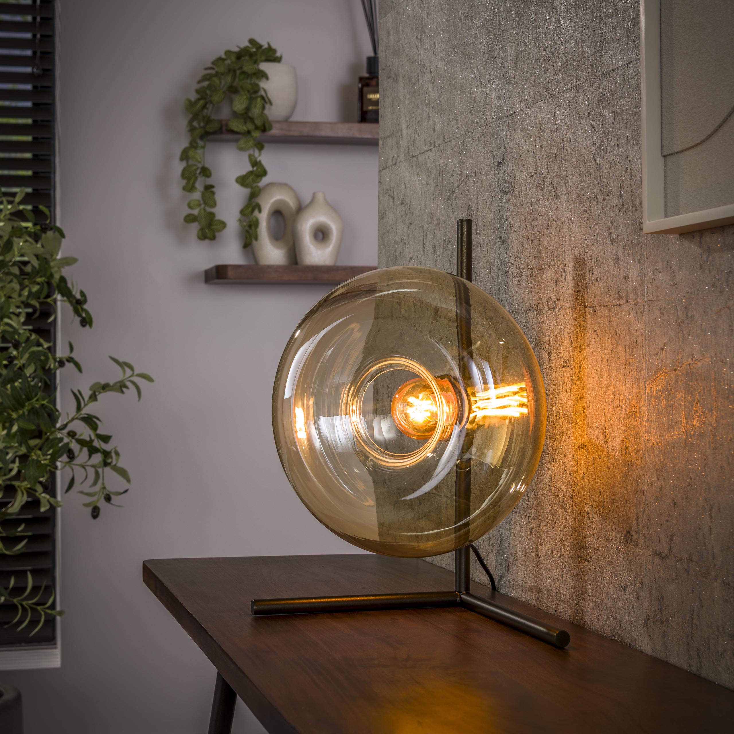 Bordslampa Soll 1-light - Bärnstensfärgad glas