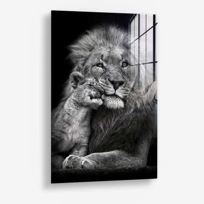 Lion With Cub - Glas