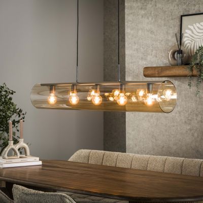 Hänglampa 5L rör bärnstensfärgat glas / Artic svart